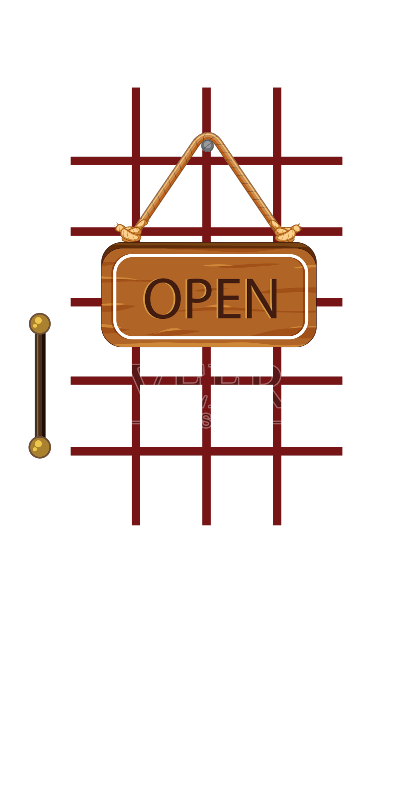 带有打开标志的老式红色门设计元素图片