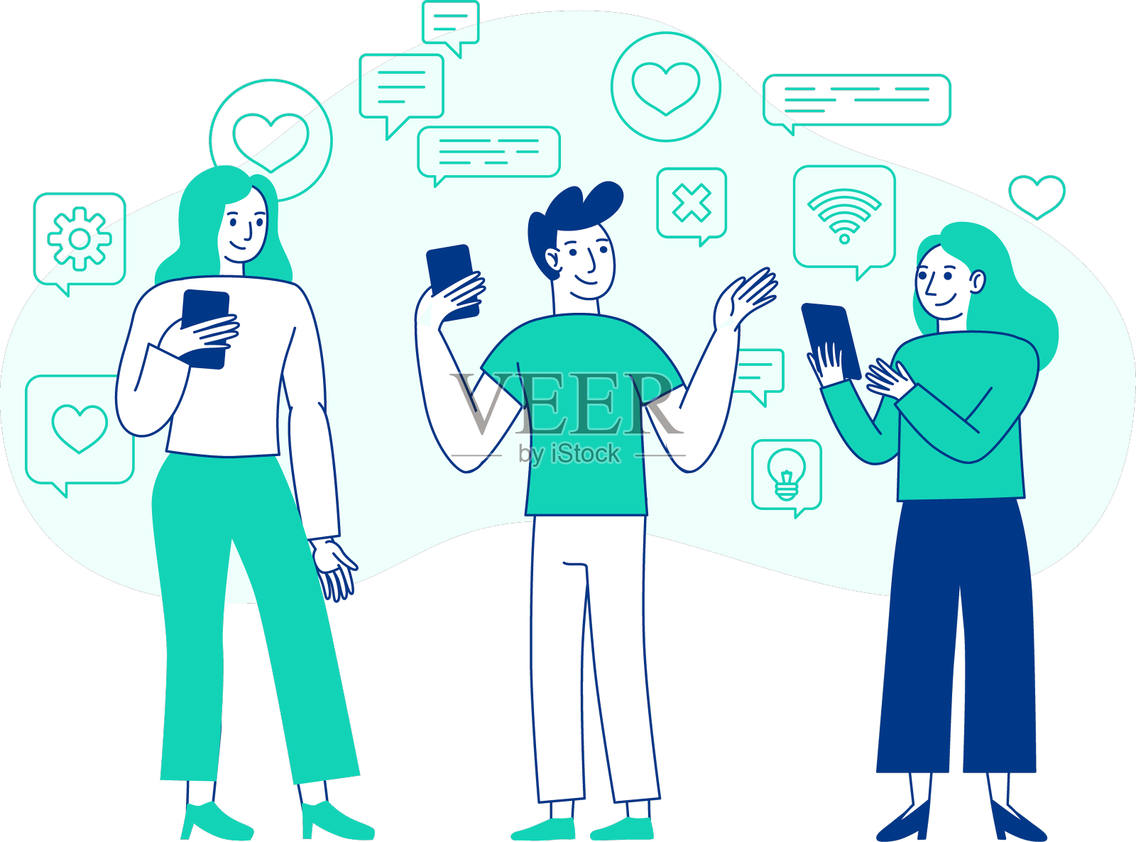 在扁平简单的风格与字符-影响者设计元素图片