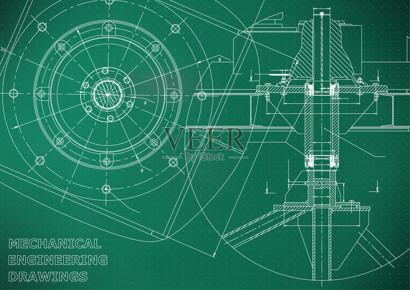机械工程图浅绿色插画图片素材