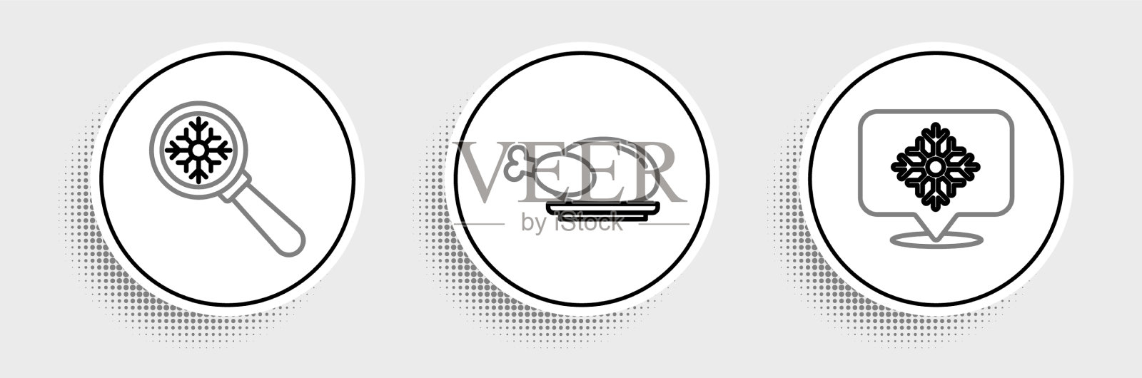 设置线雪花与语音气泡放大插画图片素材