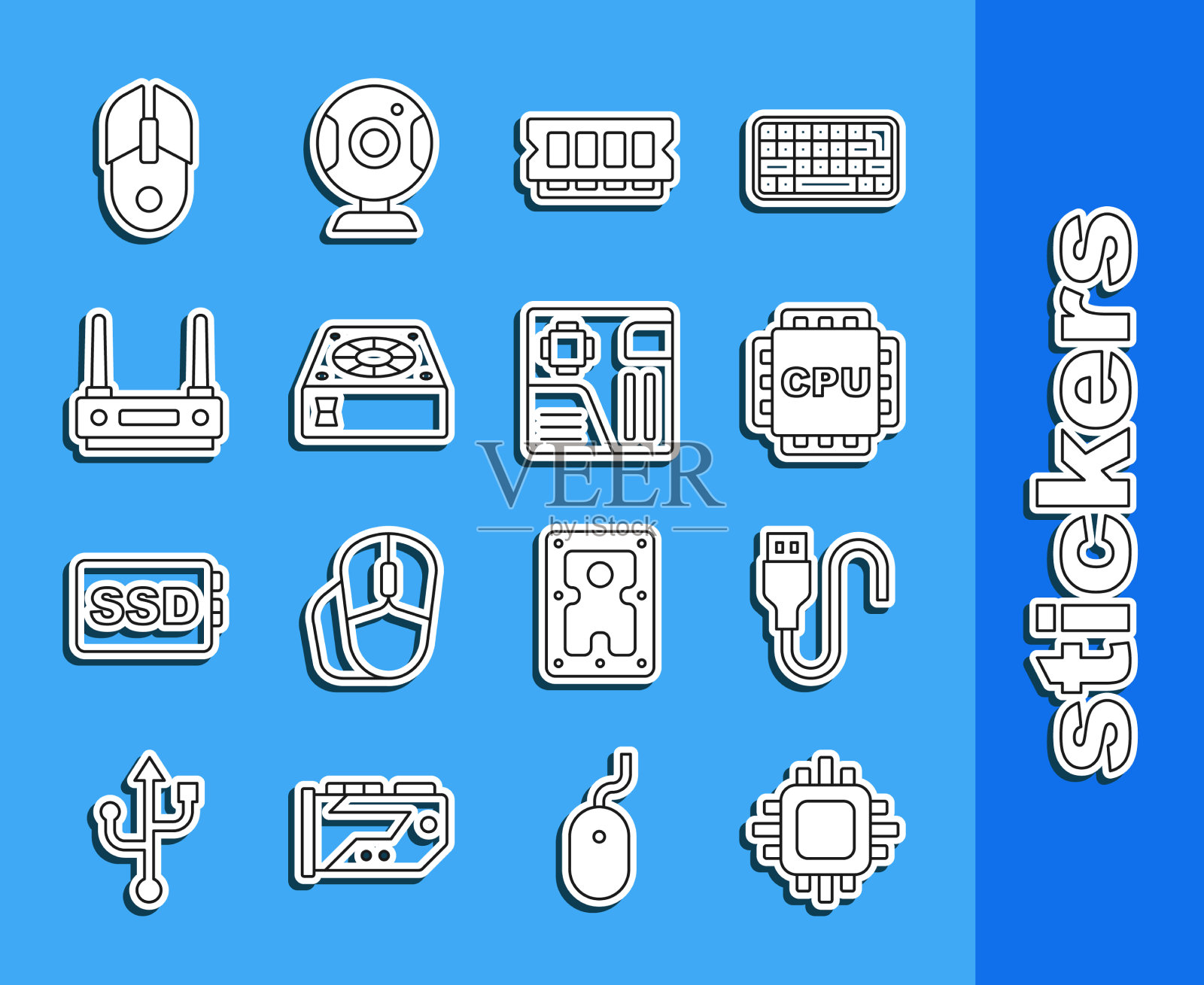 设置线处理器与CPU usb电缆电缆ram插画图片素材