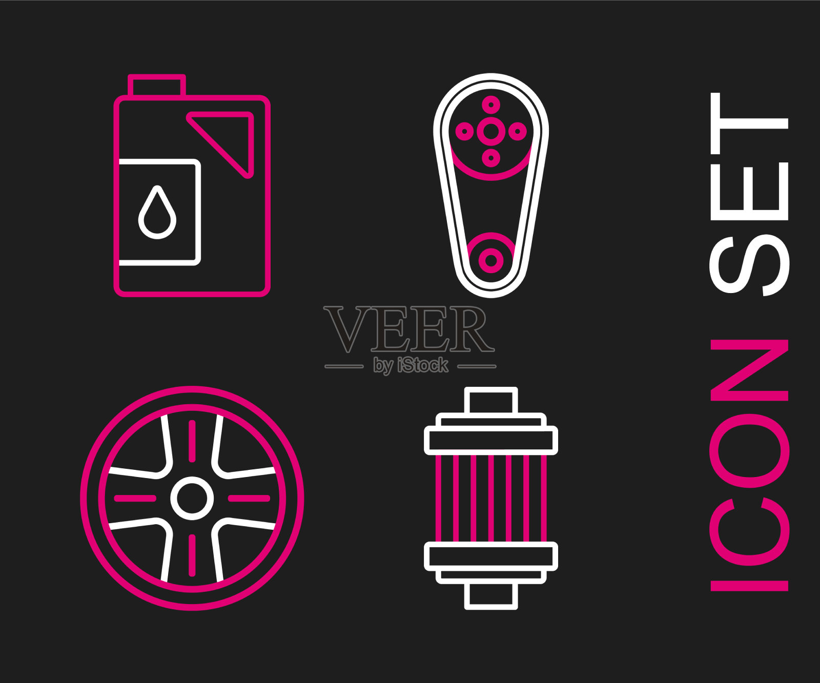 设置线路汽车空气过滤器合金轮毂正时皮带插画图片素材