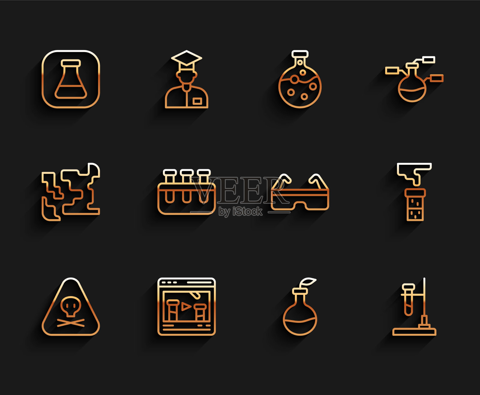 设置线三角形警告有毒化学品在线插画图片素材