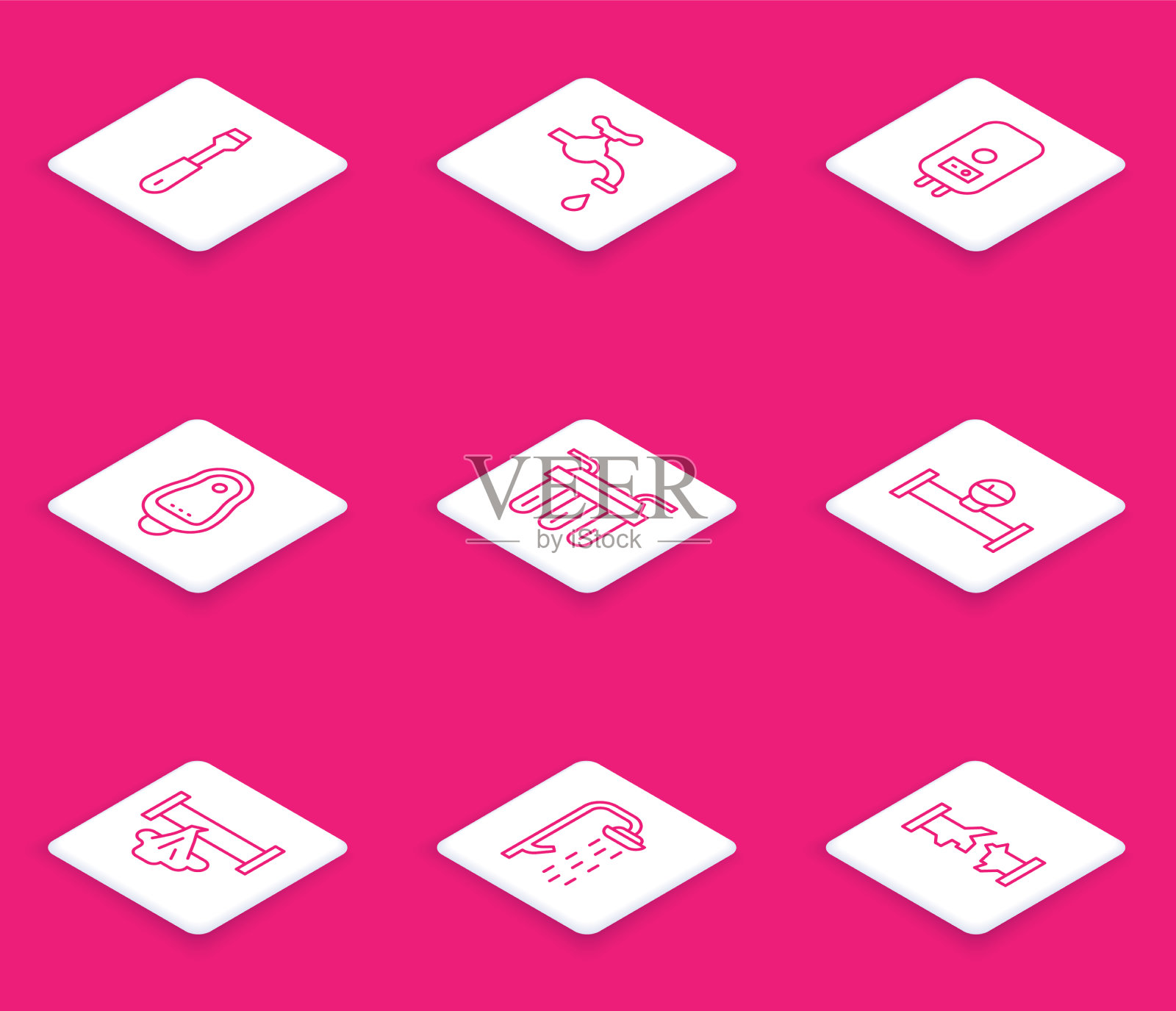 设置线路螺丝刀水龙头电锅炉插画图片素材