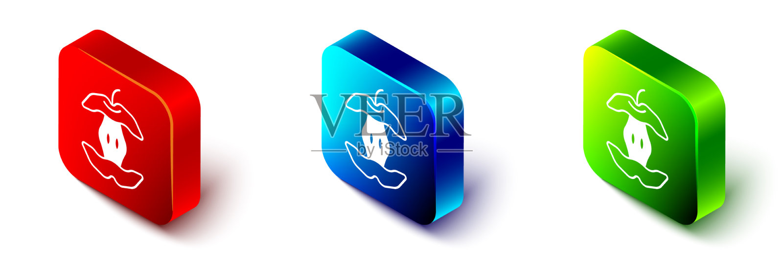 等距苹果核心图标孤立在白色插画图片素材