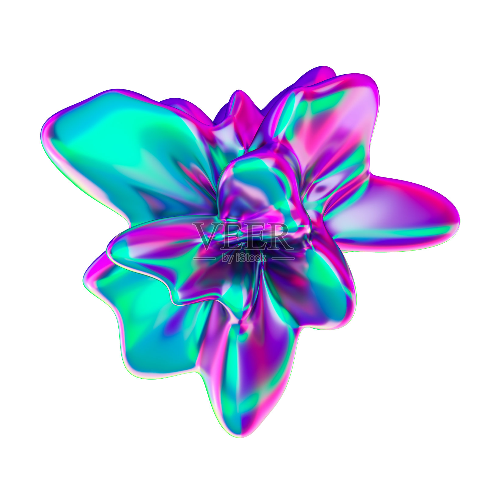 铬形状与明亮的渐变颜色。3 d渲染。照片摄影图片