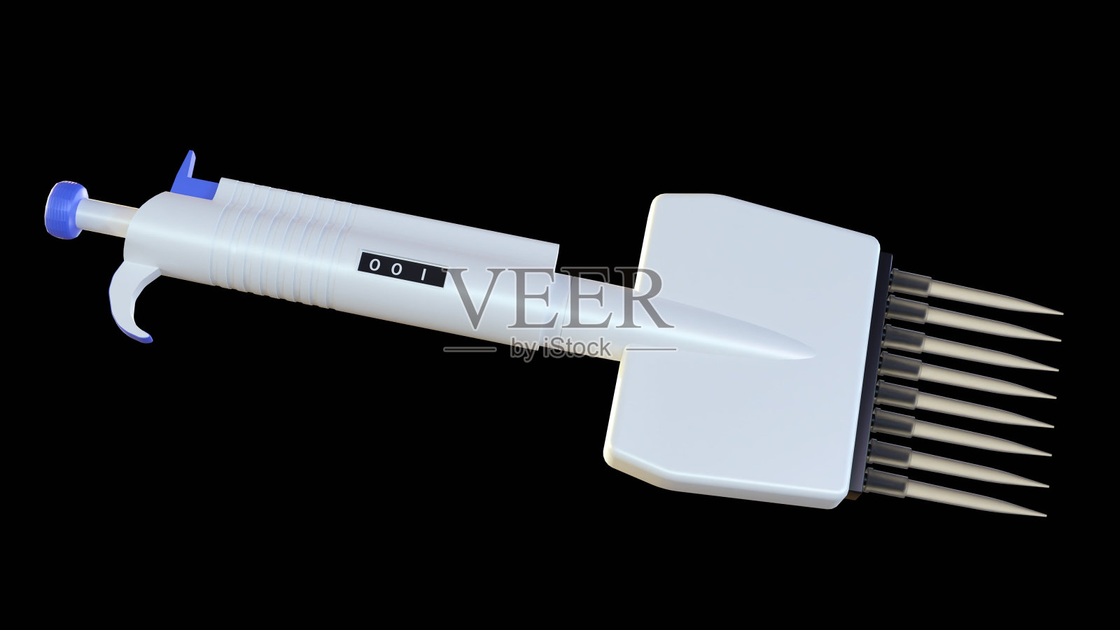 隔离可调移液器，8通道多通道移液器，或微移液器照片摄影图片