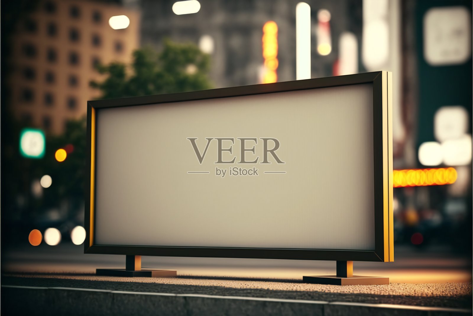 空白广告牌模型。广告海报。照片摄影图片