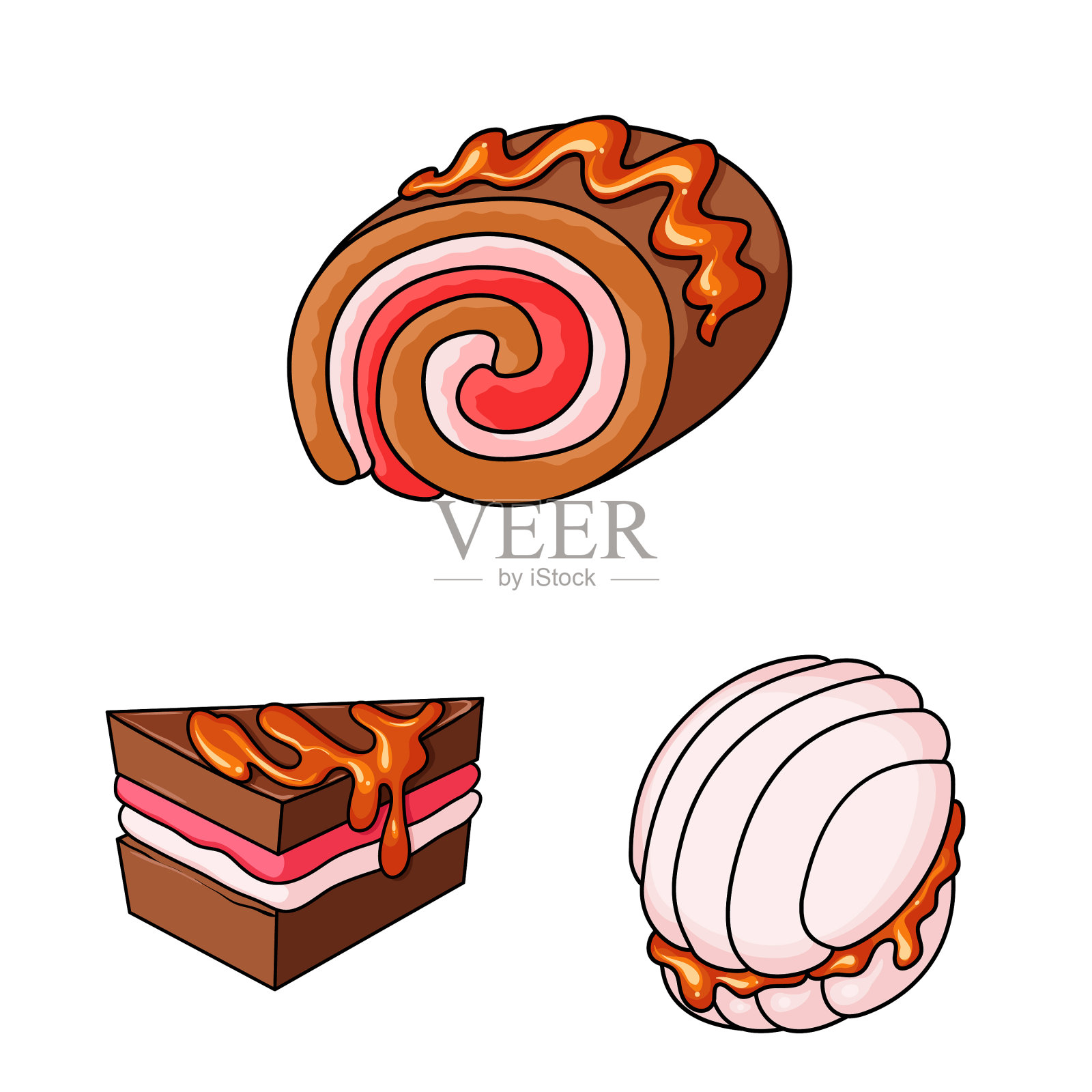 设计甜点和甜蜜的符号插画图片素材