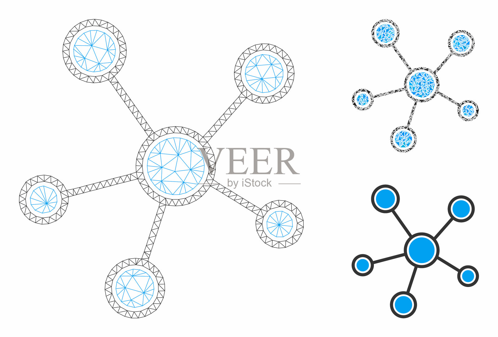 网状连接网格骨架模型和插画图片素材