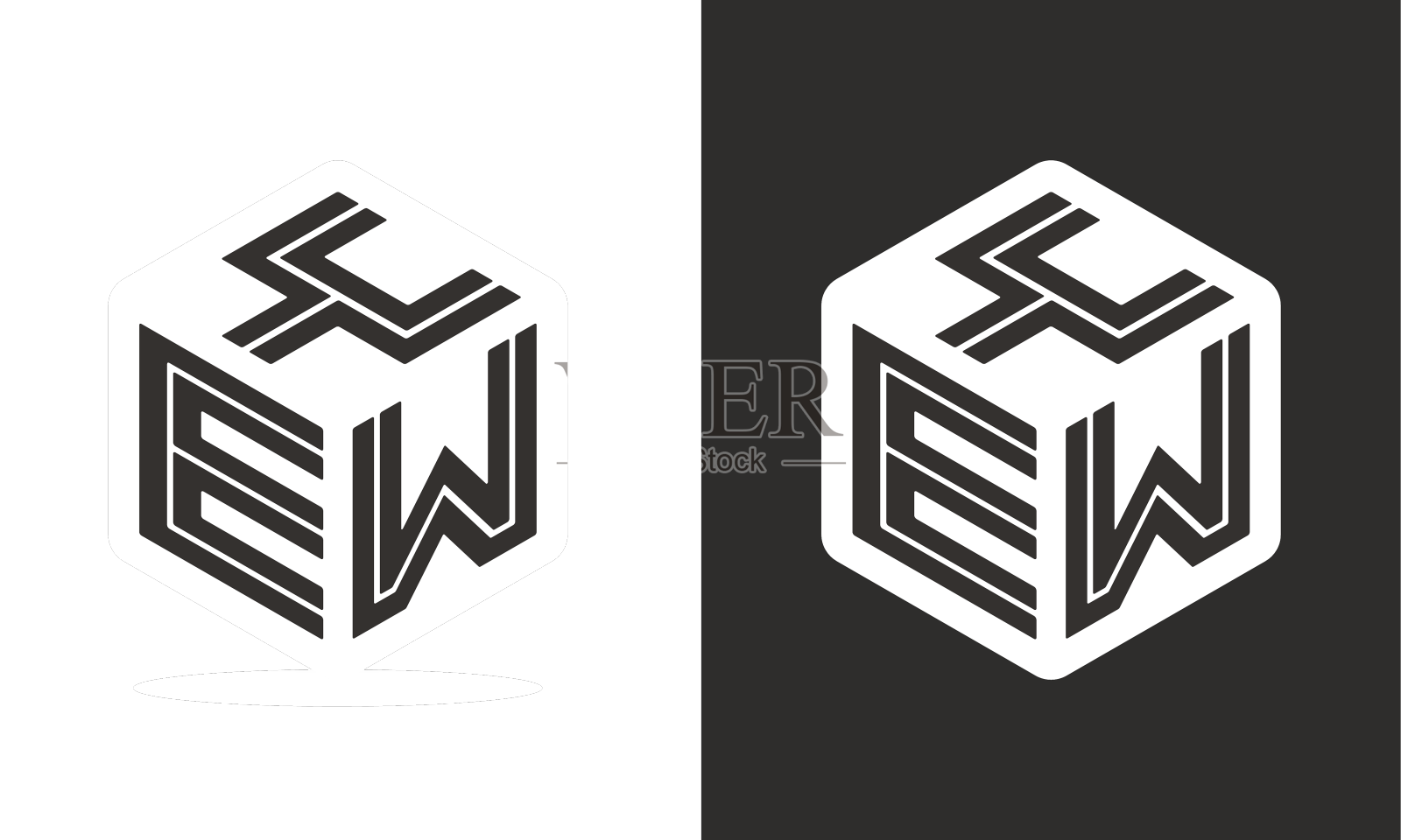 紫杉字母标志设计与立方体标志标志现代设计元素图片