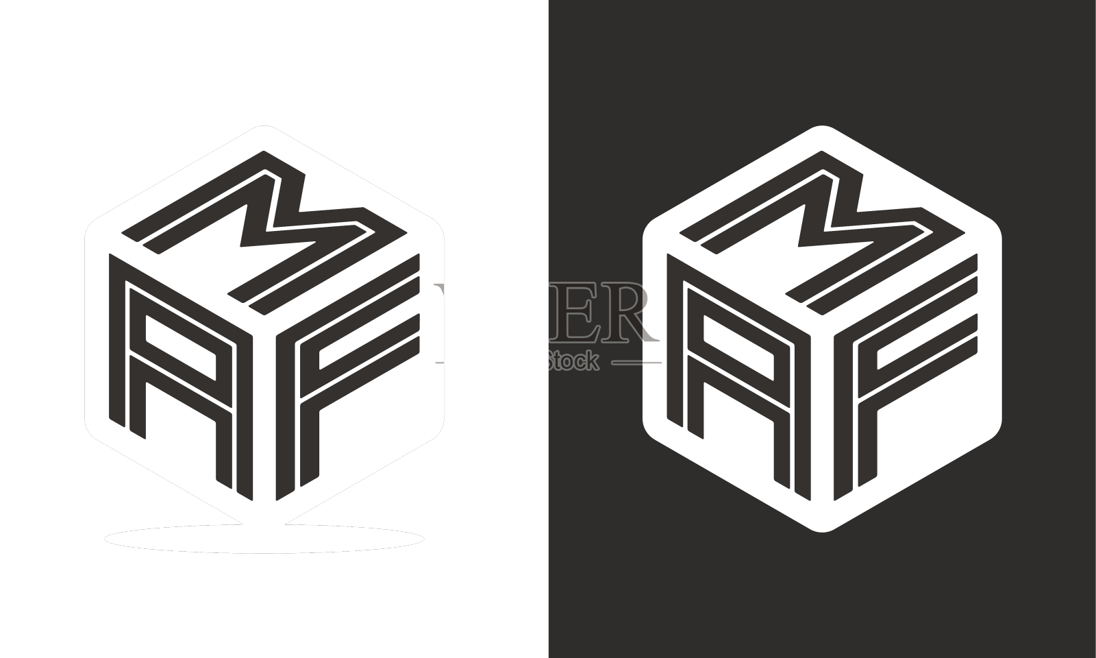 Maf字母标志设计与立方体标志标志现代设计元素图片