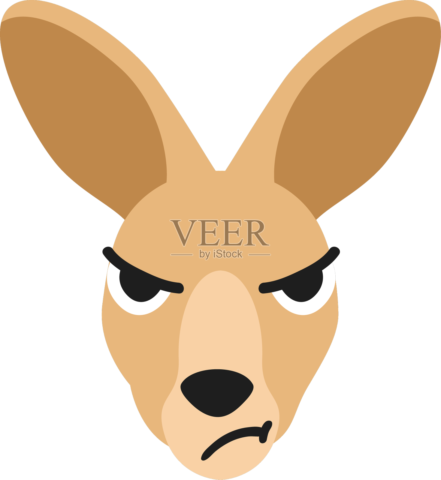 袋鼠的嘴部愤怒扁平贴纸设计元素图片