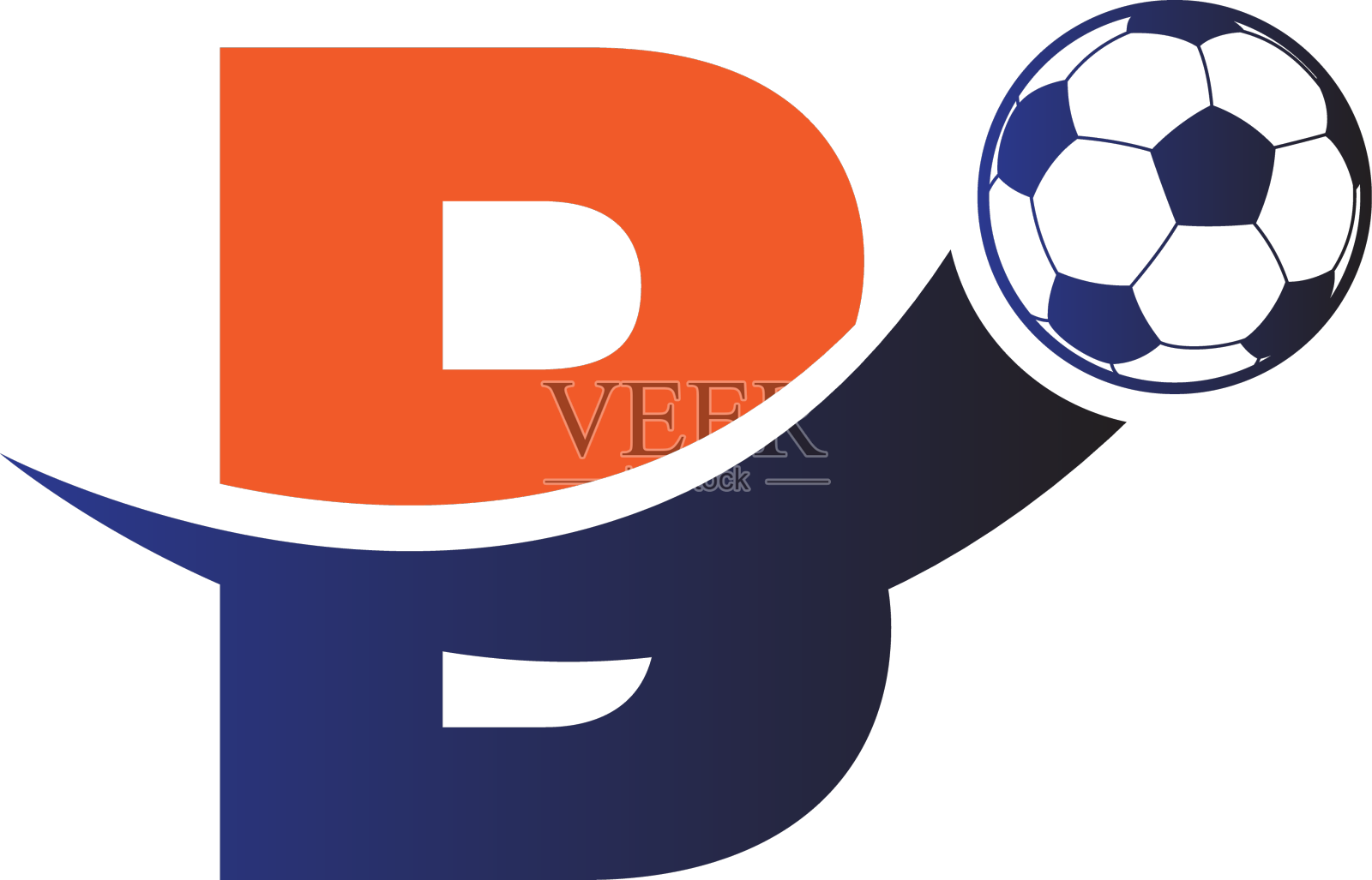 字母b加上足球标志设计元素图片