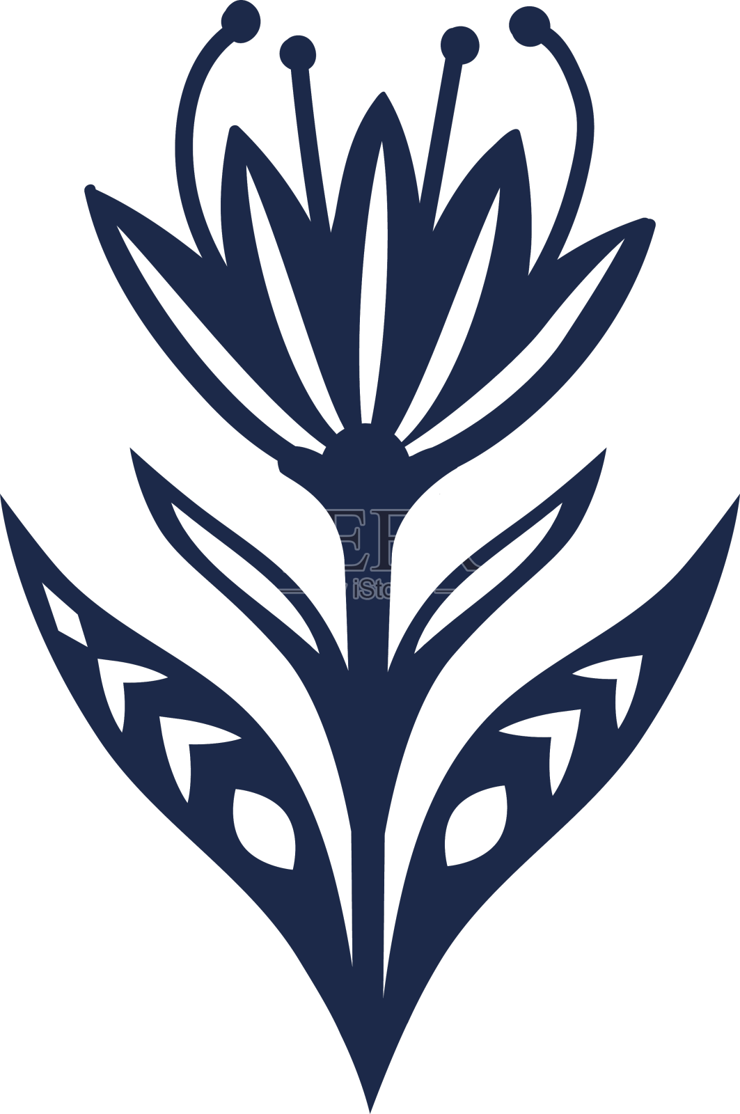 花斯堪的纳维亚蓝色的民间艺术设计元素图片