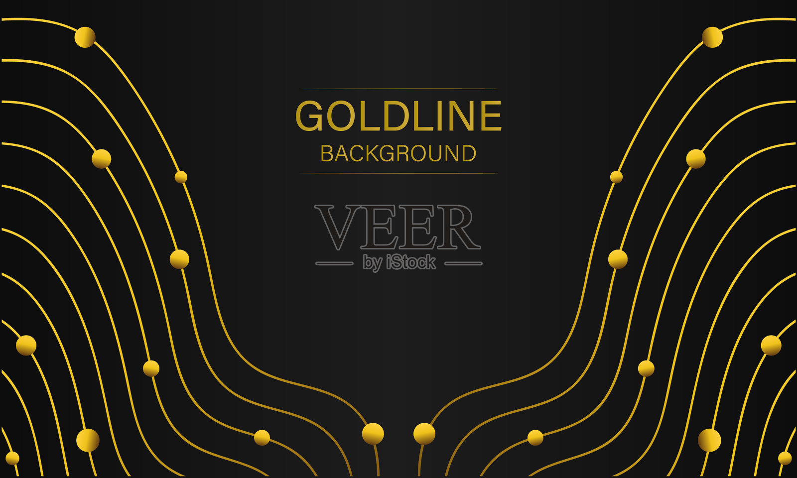 黑色背景上的奢华抽象金线插画图片素材