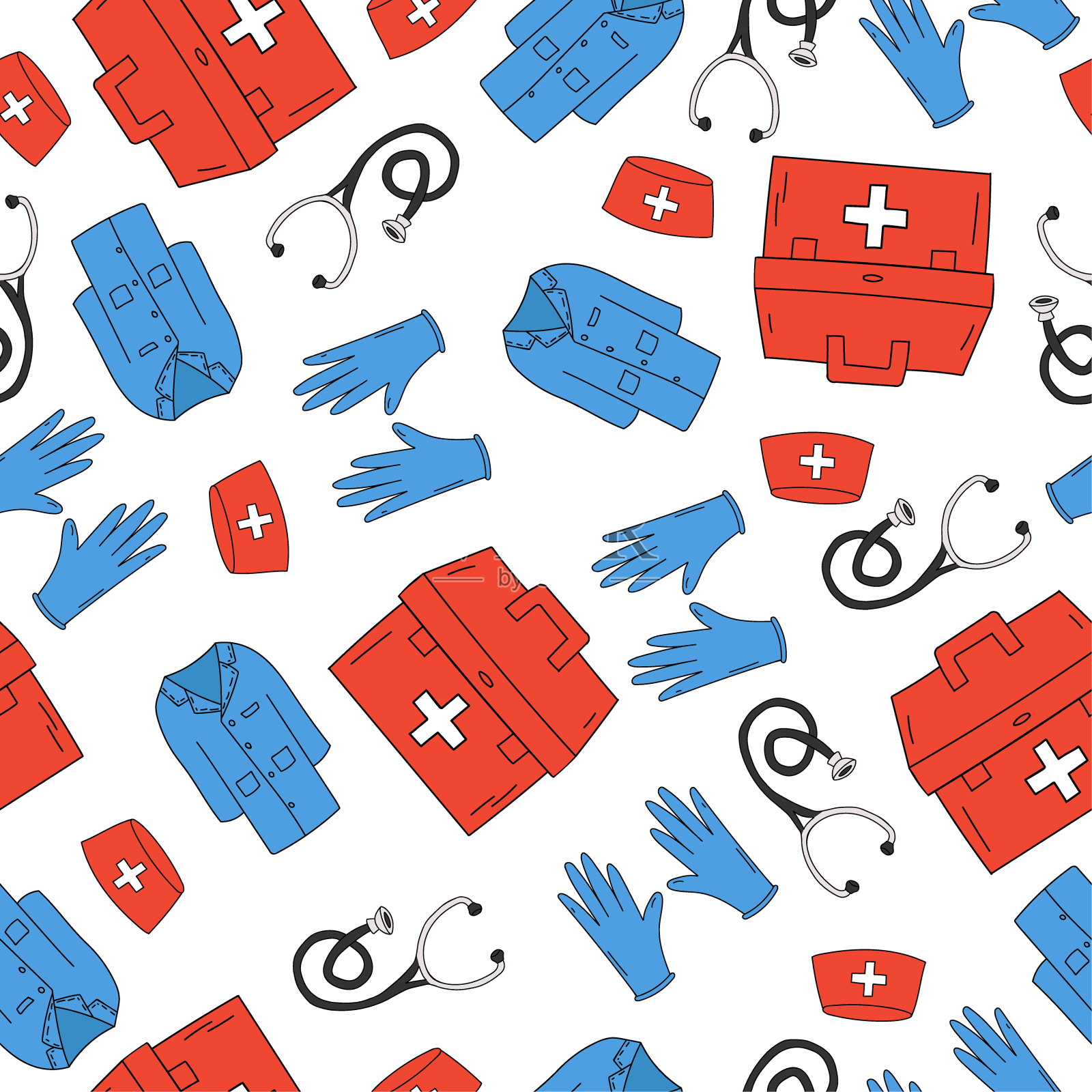 无缝图案，有一件医疗服的图案设计元素图片