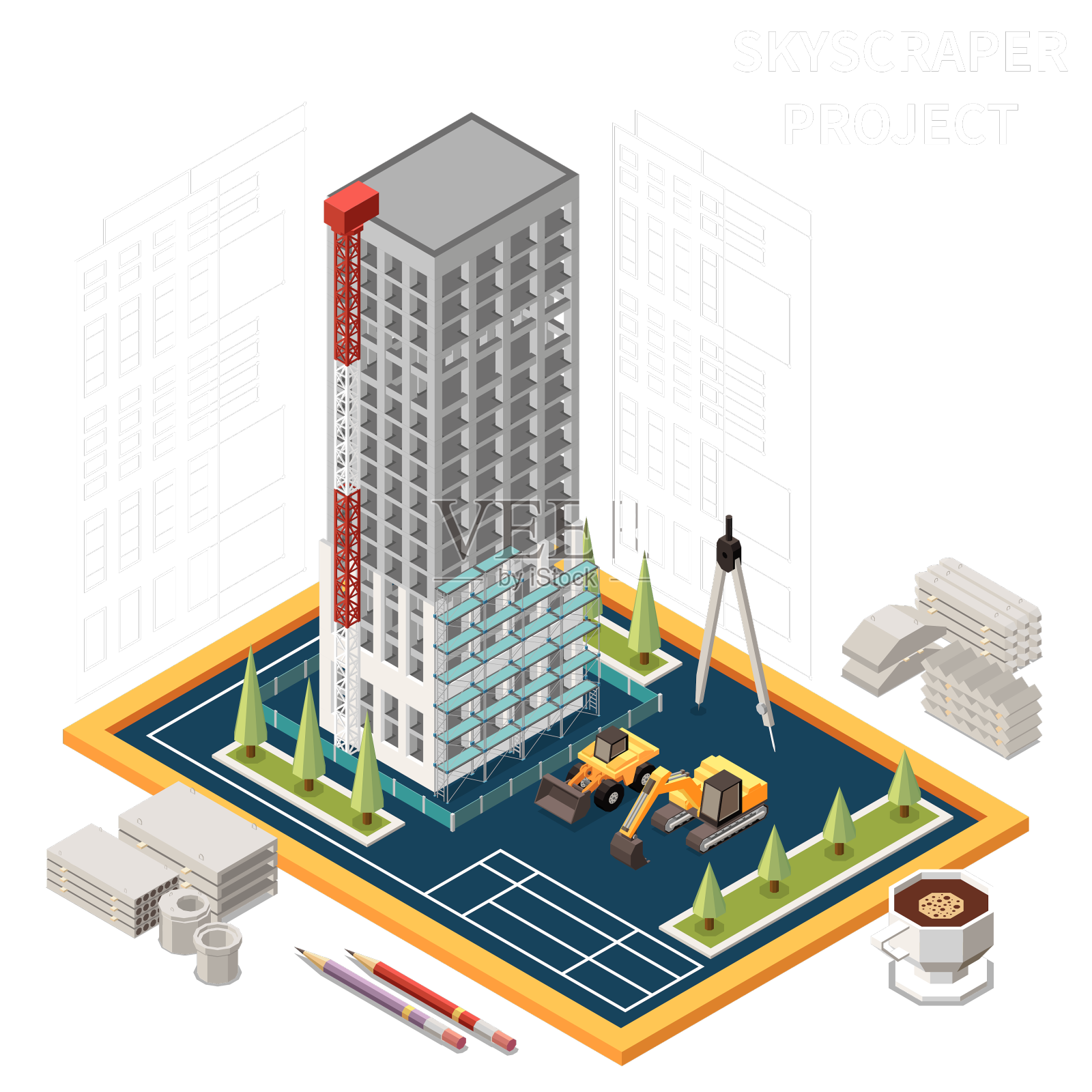 摩天大楼建设理念设计元素图片