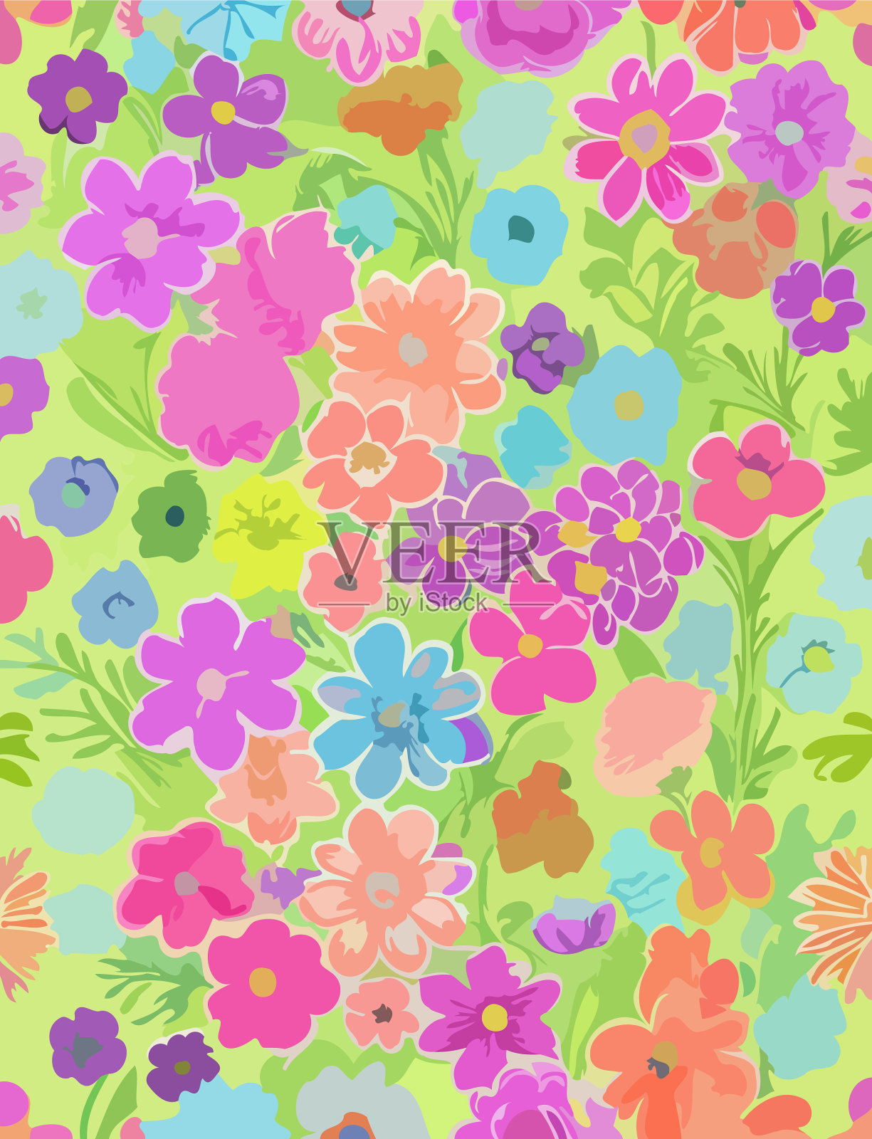 充满活力的野花艺术插画图片素材