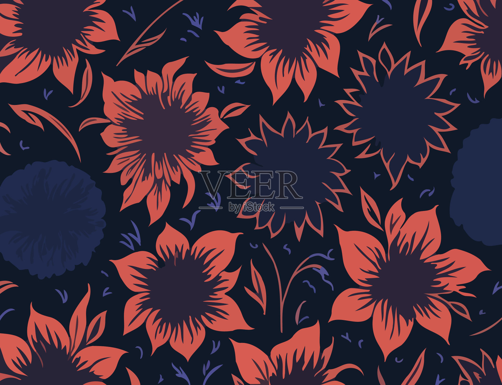 充满活力的野花艺术插画图片素材