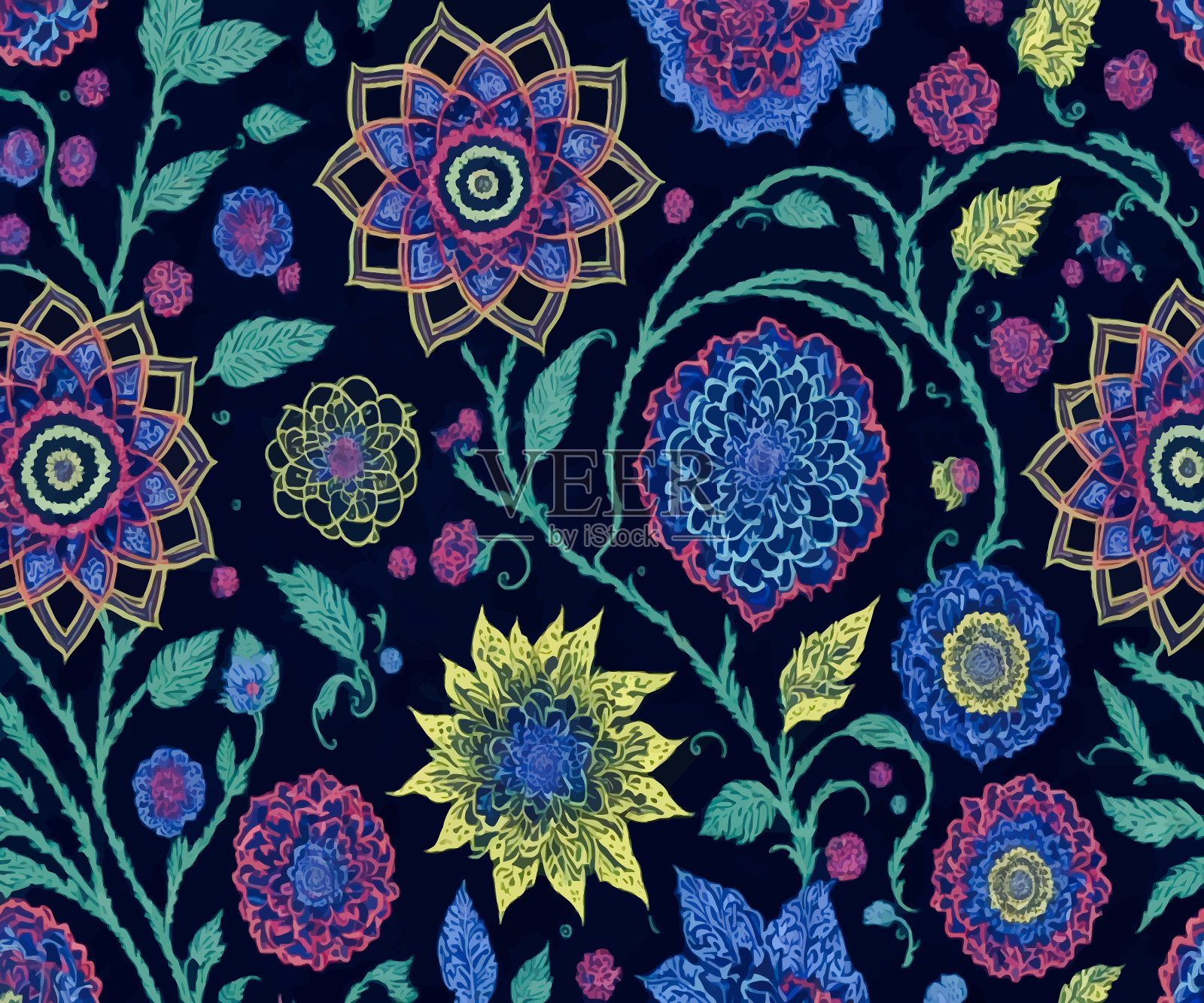 优雅的花卉图案设计插画图片素材