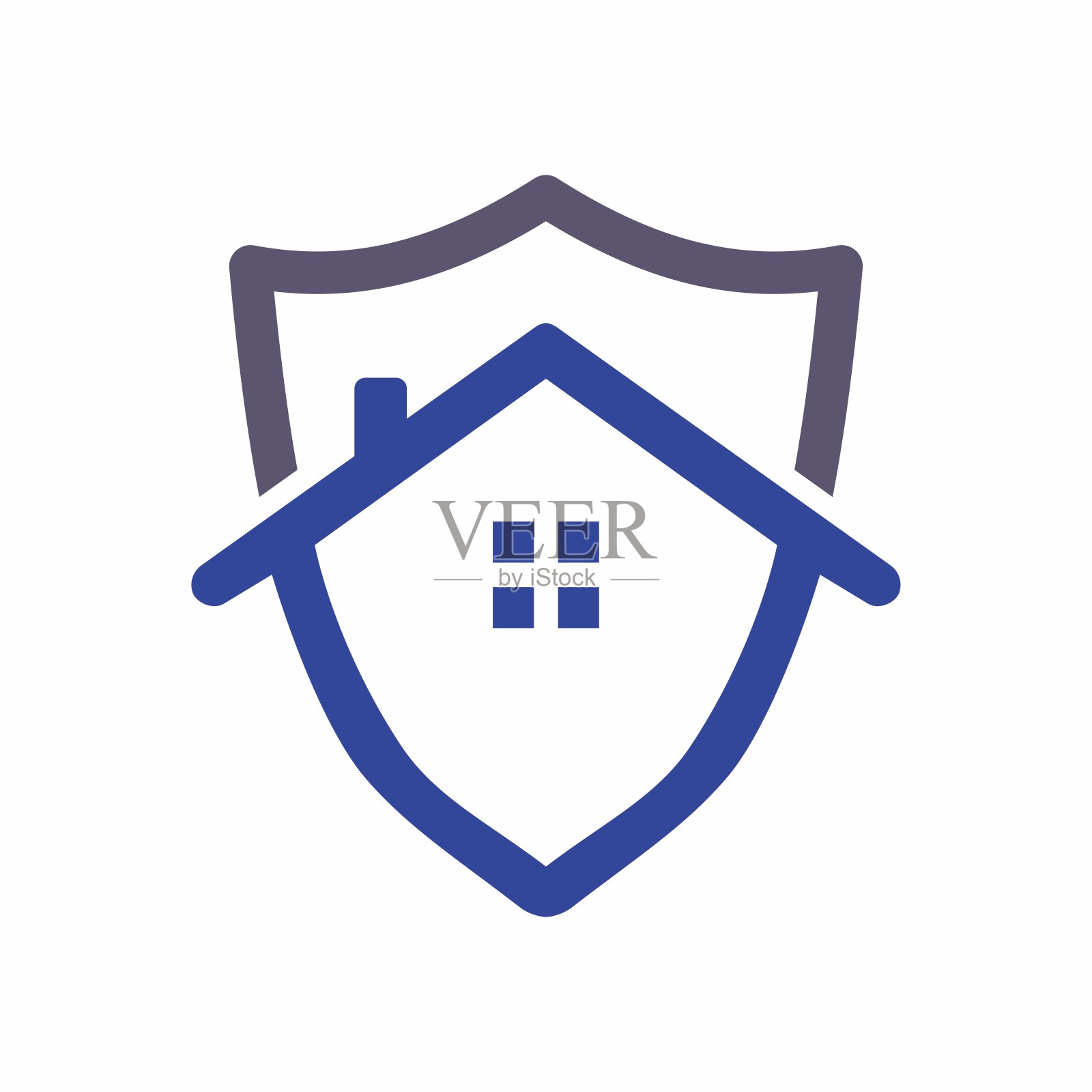 房屋盾牌保护矢量标志模板插画图片素材