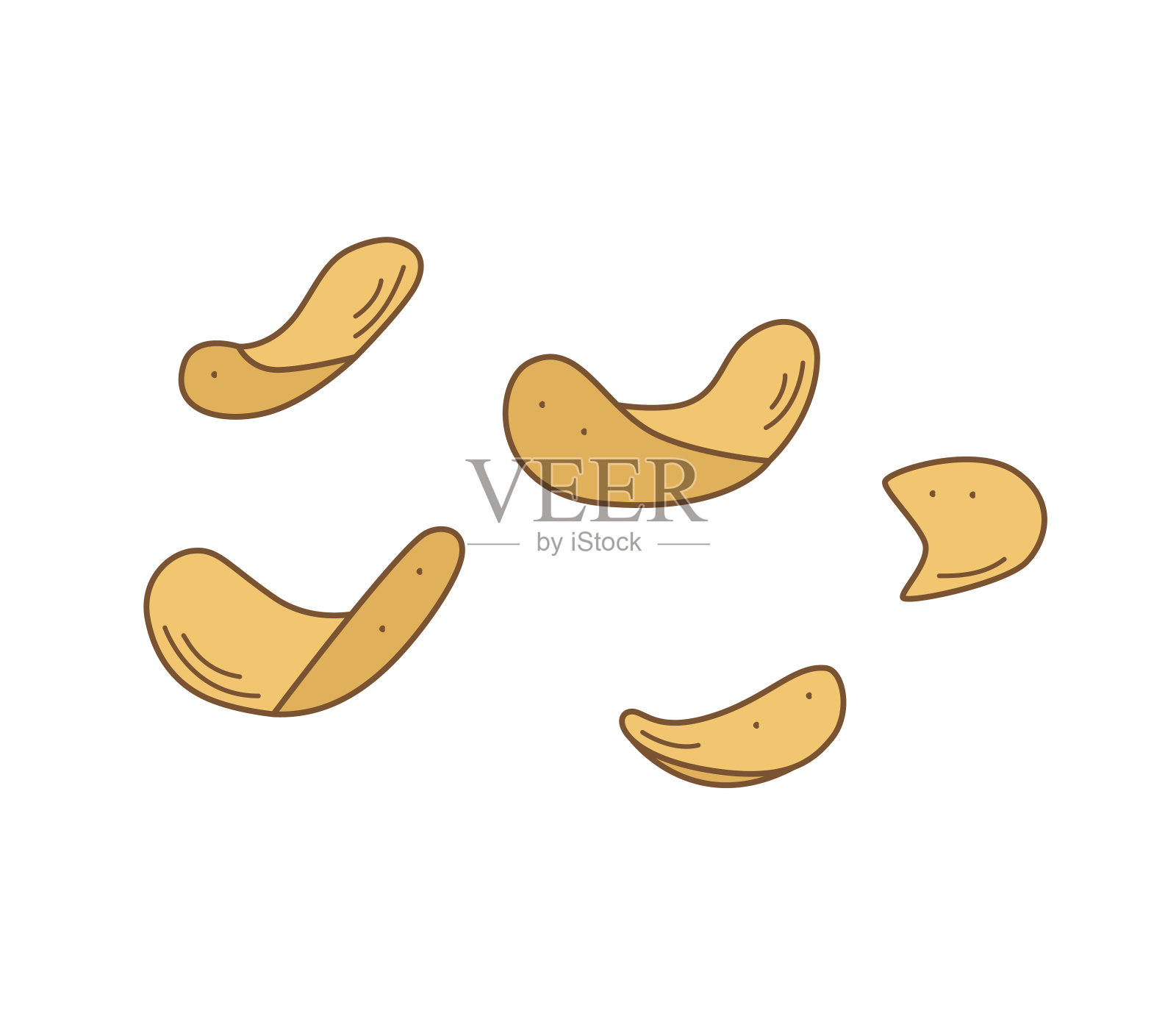 薯片卡通涂鸦矢量。一个脆脆的小吃的插图，孤立在白色。插画图片素材