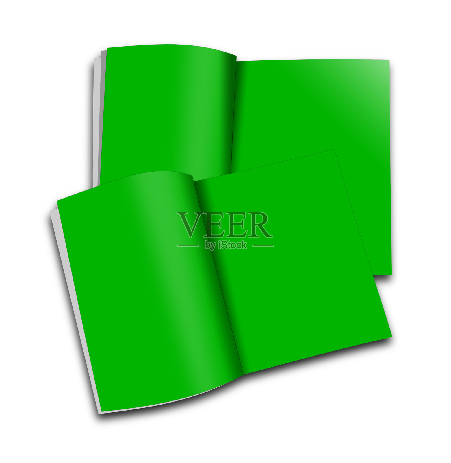 绿色杂志空白模板的演示布局和设计。光栅插图。插画图片素材