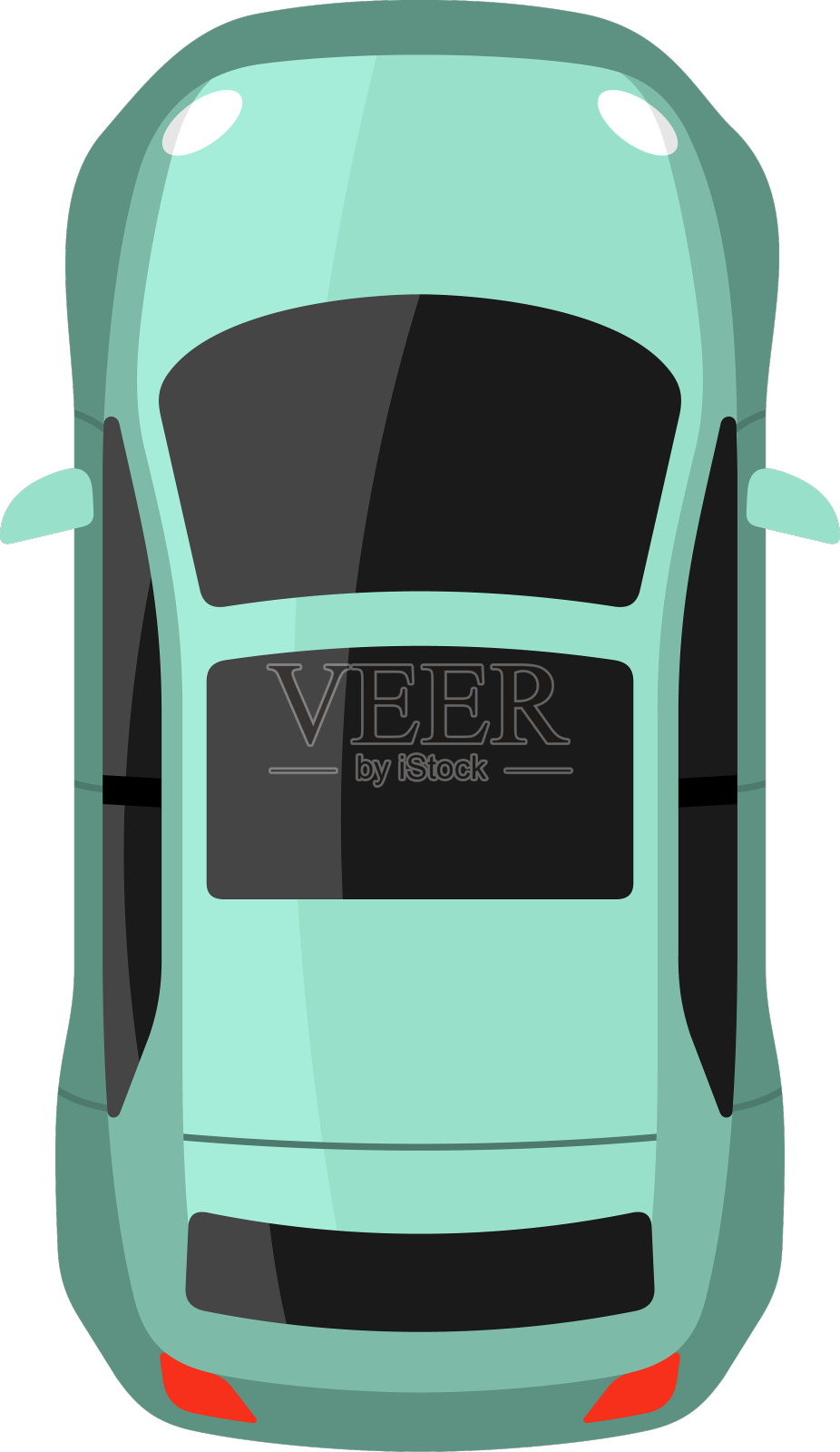 浅蓝色汽车顶视图设计元素图片