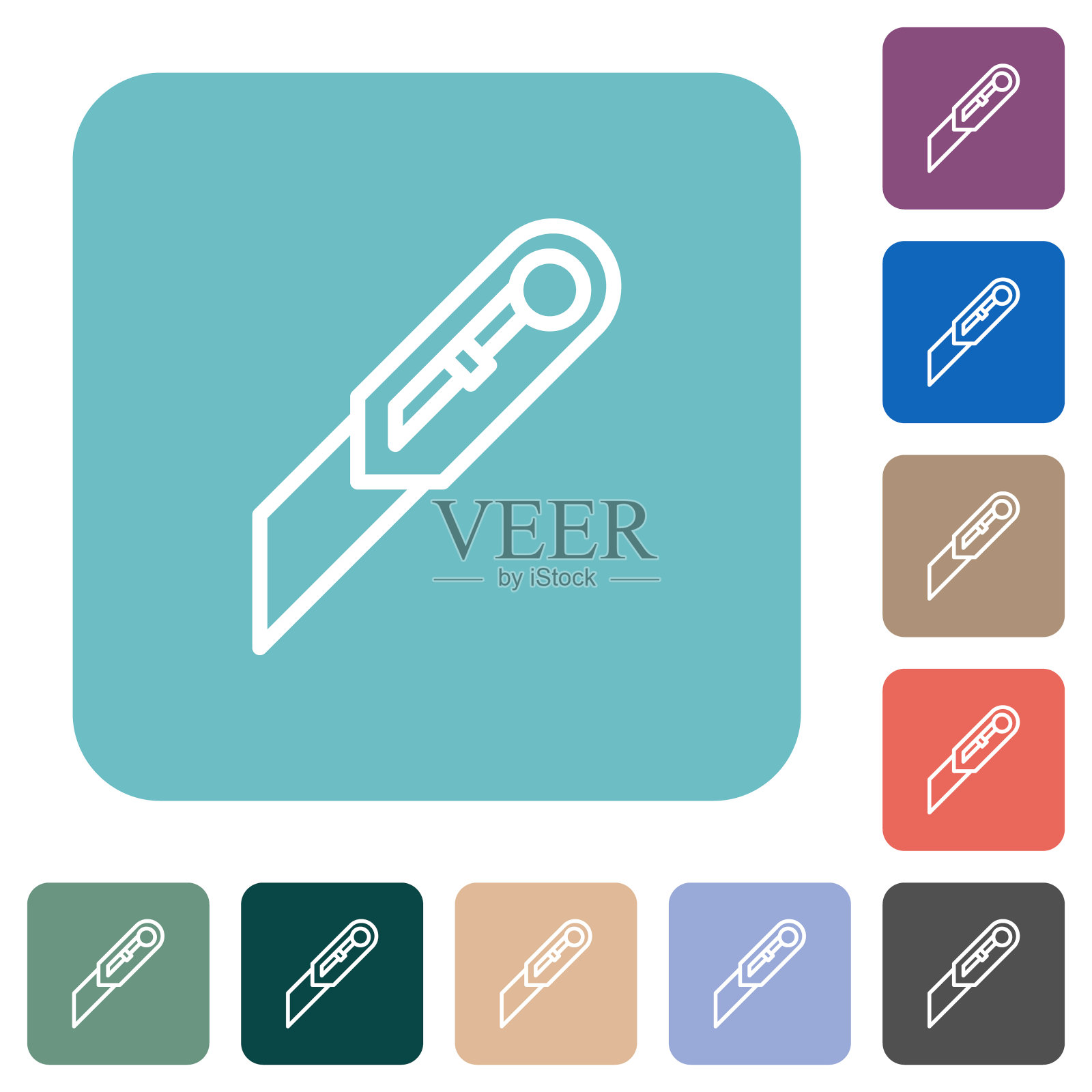 切割机圆角方形平面图标插画图片素材