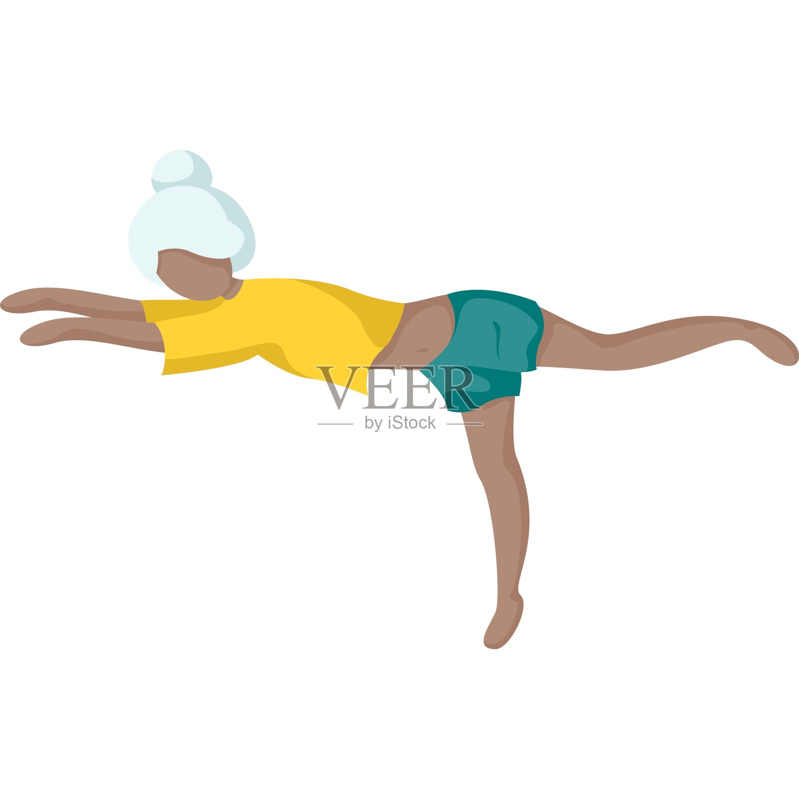 老年妇女做瑜伽矢量冥想和正念图标孤立的白色插画图片素材