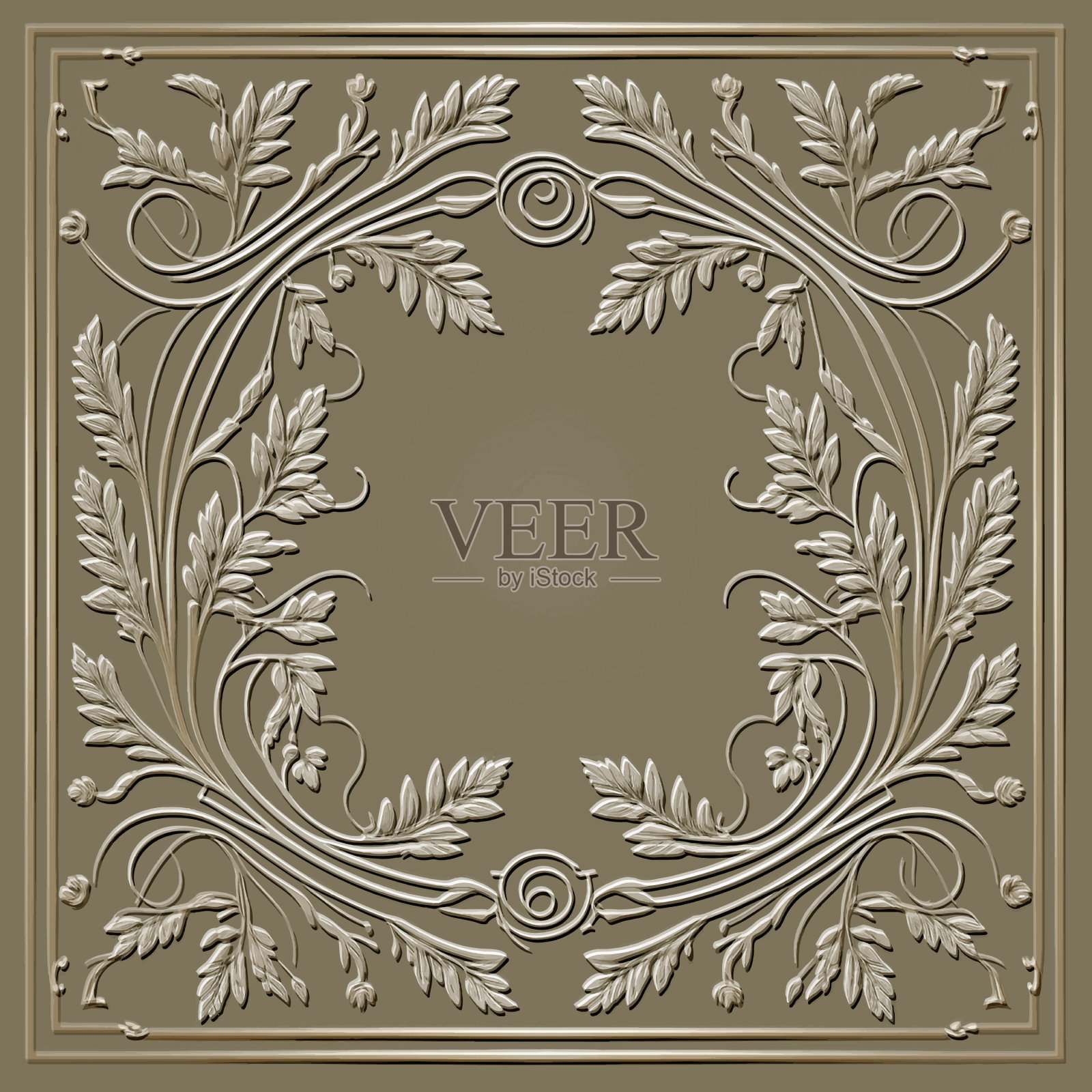 浮雕3d复古叶无缝图案插画图片素材