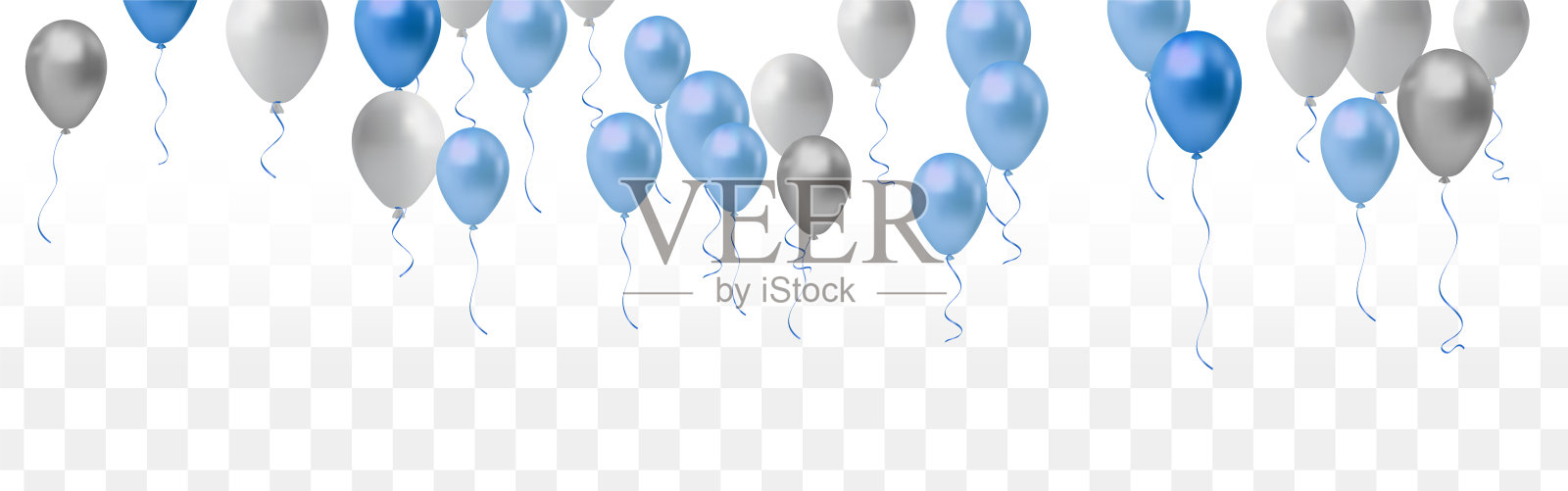 生日和庆祝横幅与彩色气球，3d插图插画图片素材