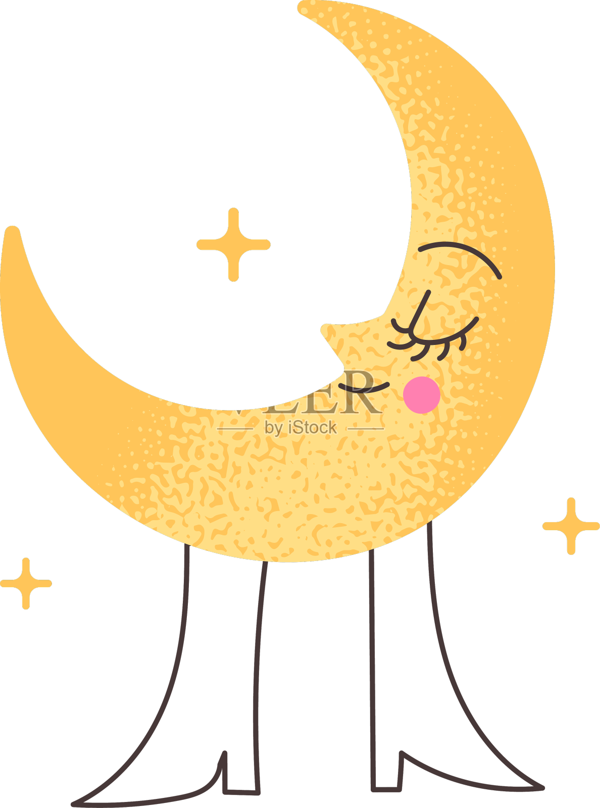 月亮图标字符脸设计元素图片