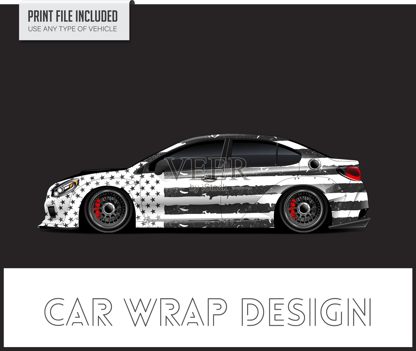 汽车贴花包裹涂装设计冒险涂装插画图片素材