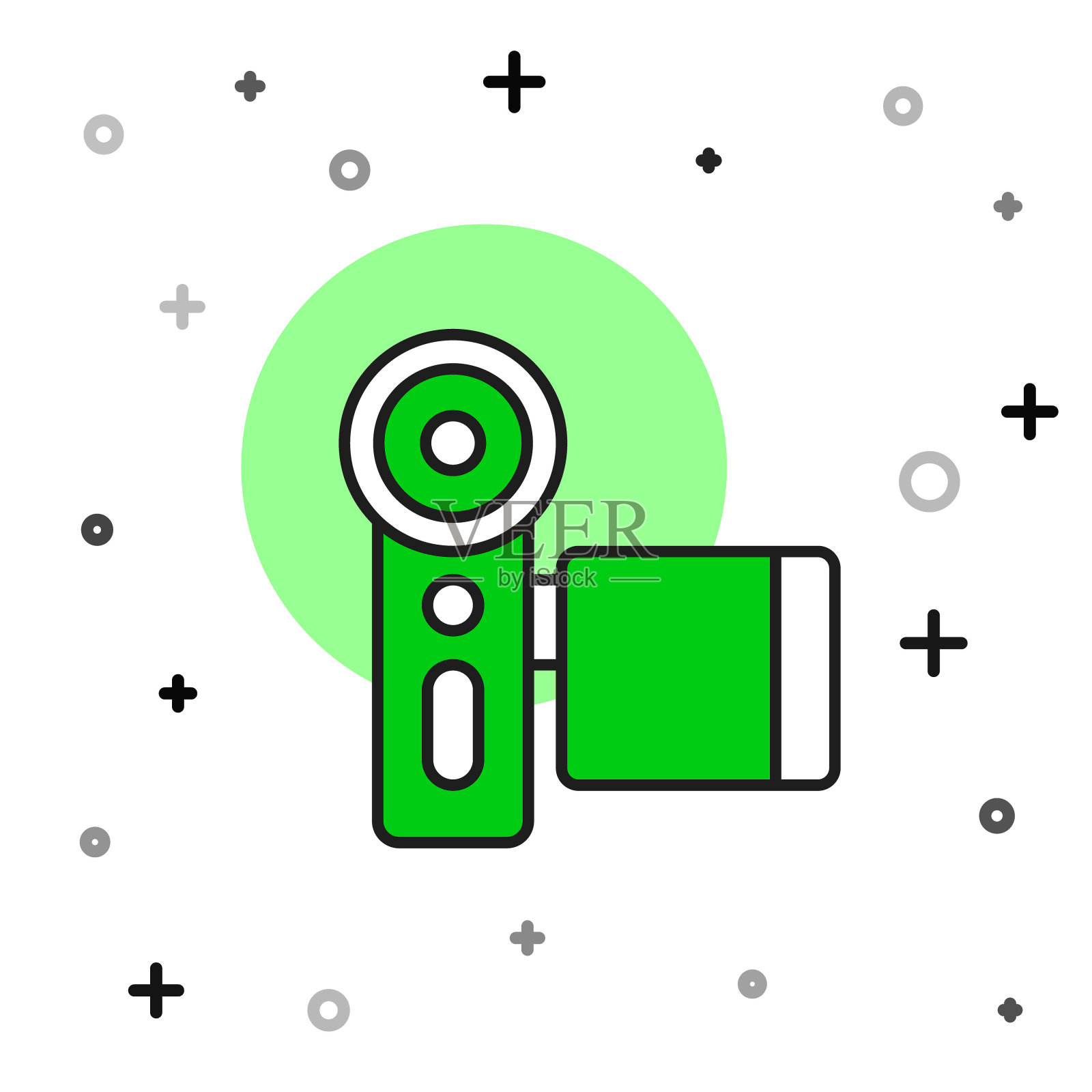 填充轮廓电影相机图标孤立的白色背景。摄像机。电影的迹象。电影放映机。向量插画图片素材