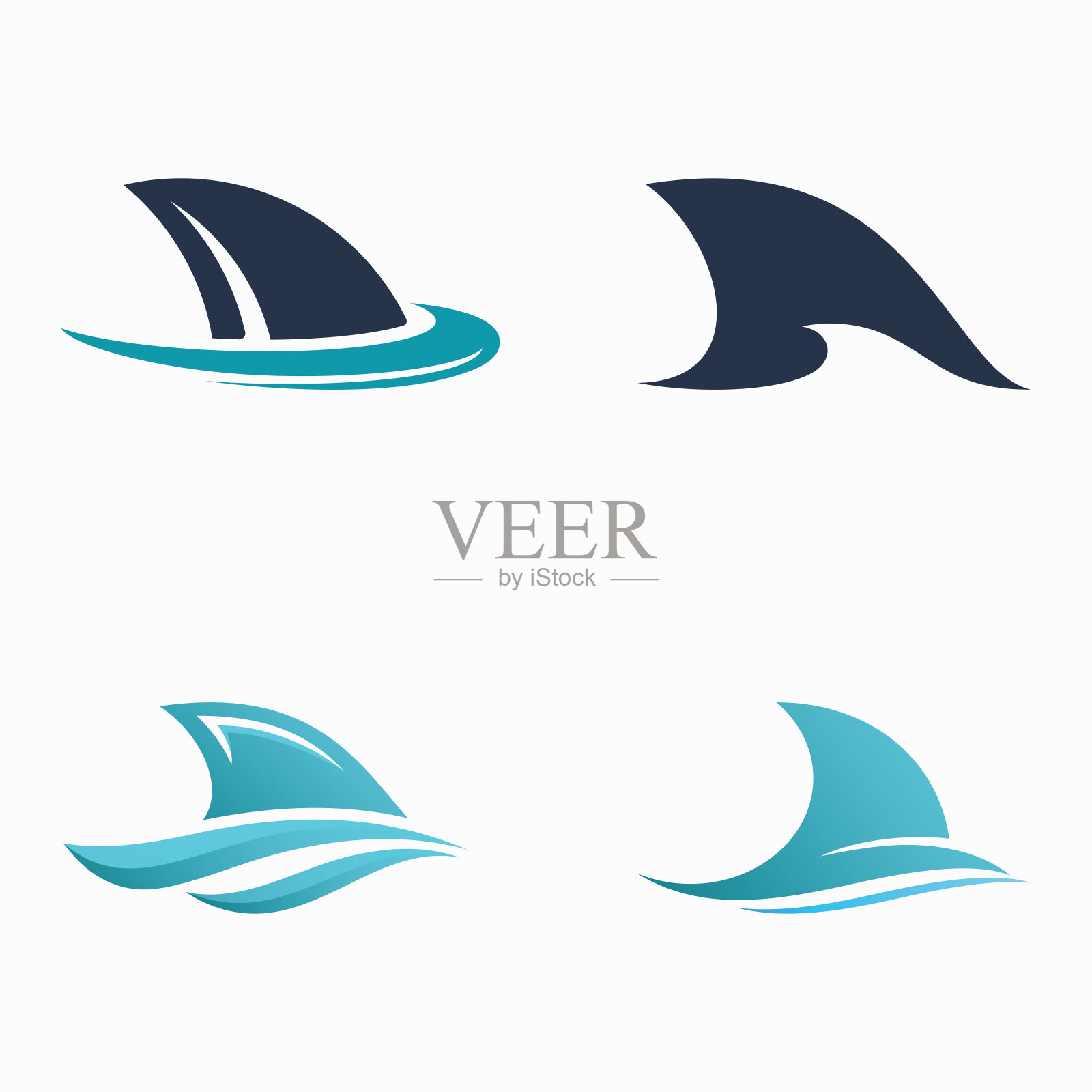 鲨鱼鳍标志符号矢量插图插画图片素材