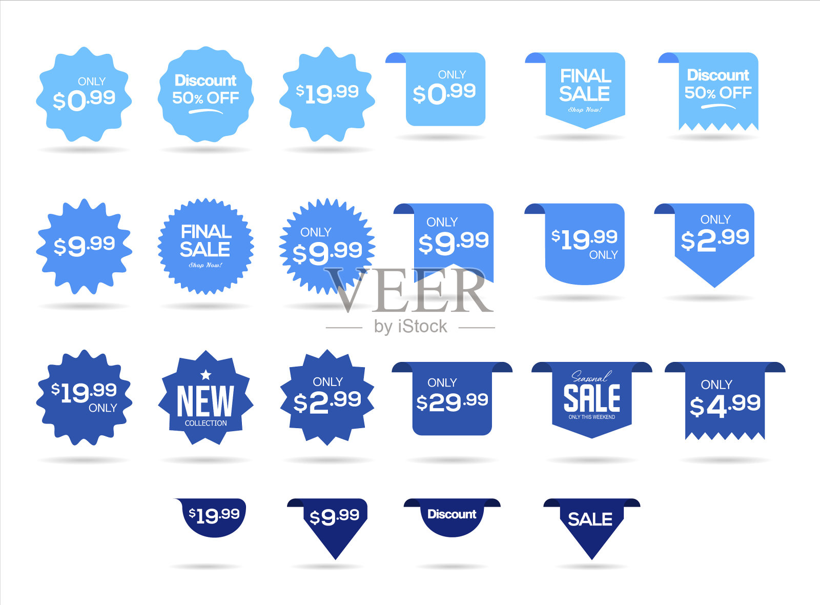 收集蓝色标签销售或折扣插画图片素材