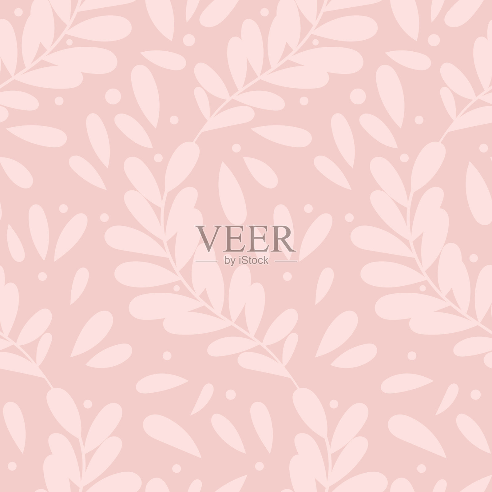 柔和的粉红色图案与优雅的叶子插画图片素材