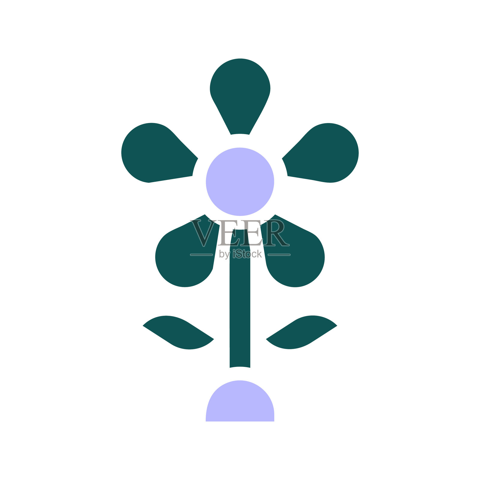 花图标纯绿色紫色复活节插画图片素材