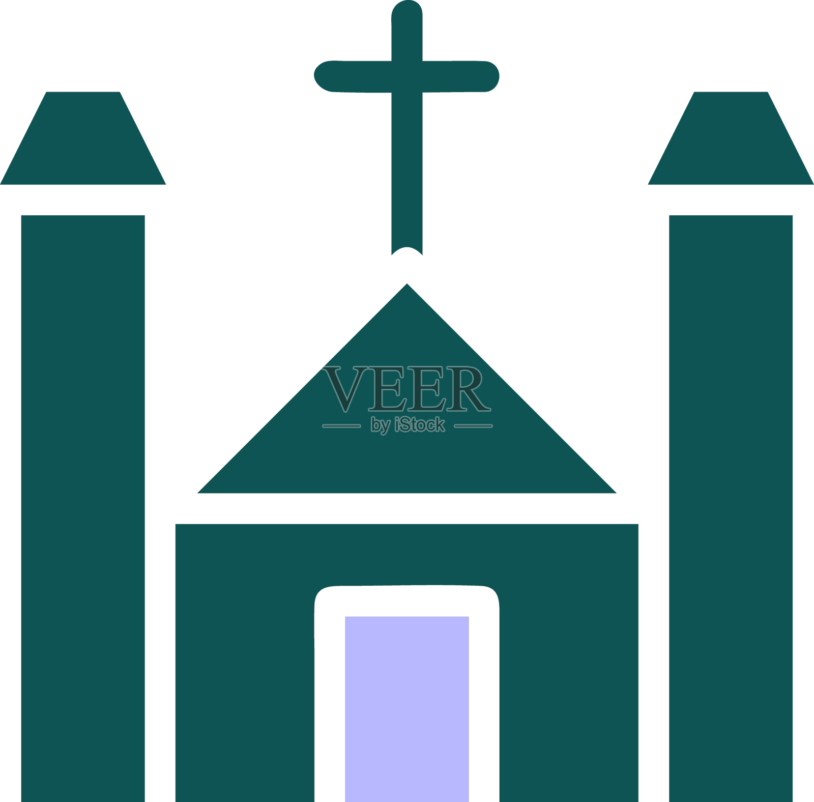 大教堂图标纯绿紫色复活节设计元素图片