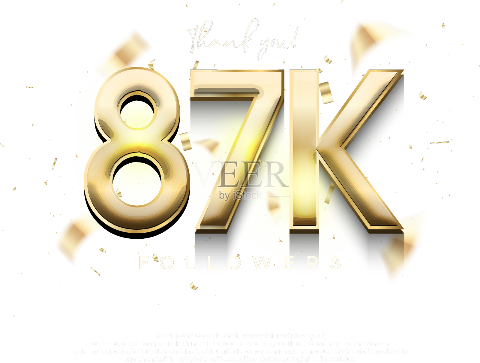 闪亮的黄金数字87k的感谢设计设计元素图片