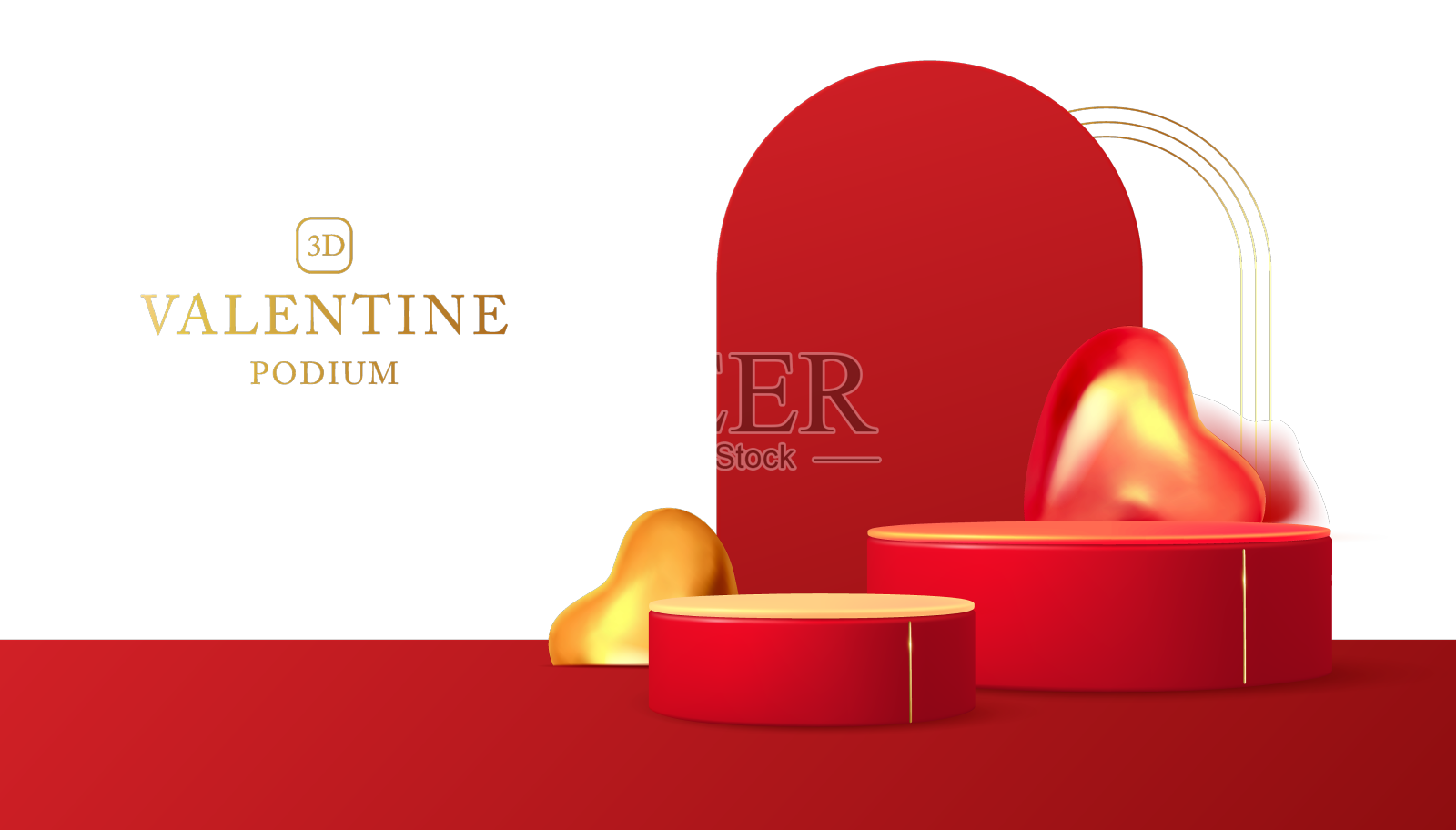 情人节展示背景与3d讲台设计元素图片