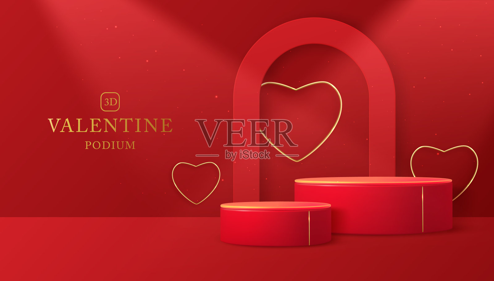 情人节展示背景与3d讲台插画图片素材