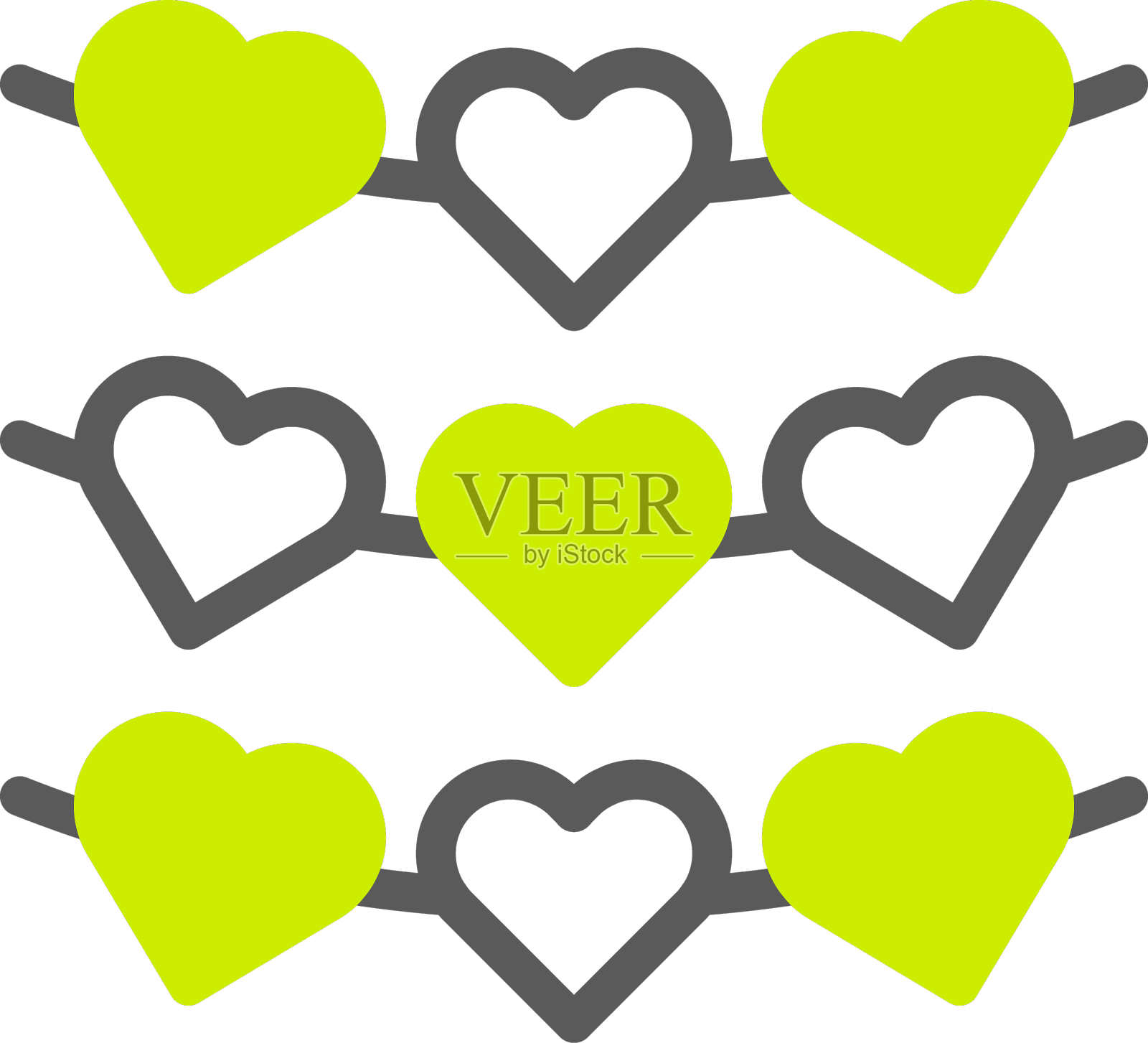 装饰爱图标双色灰色充满活力的绿色设计元素图片