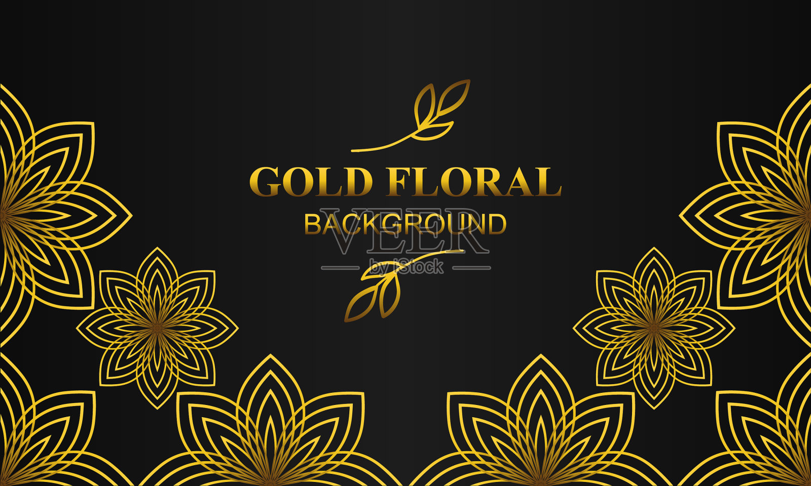 美丽优雅的金色花卉背景插画图片素材