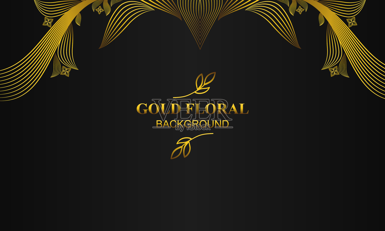 优雅的金色花卉背景与花卉和插画图片素材