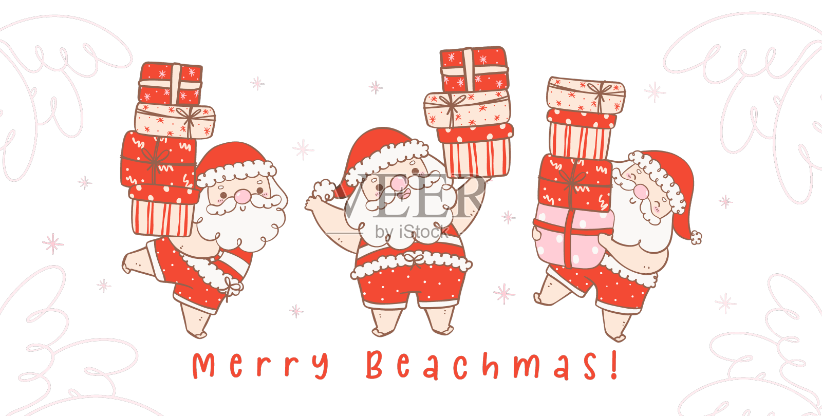 可爱的夏天圣诞老人带礼物设计元素图片