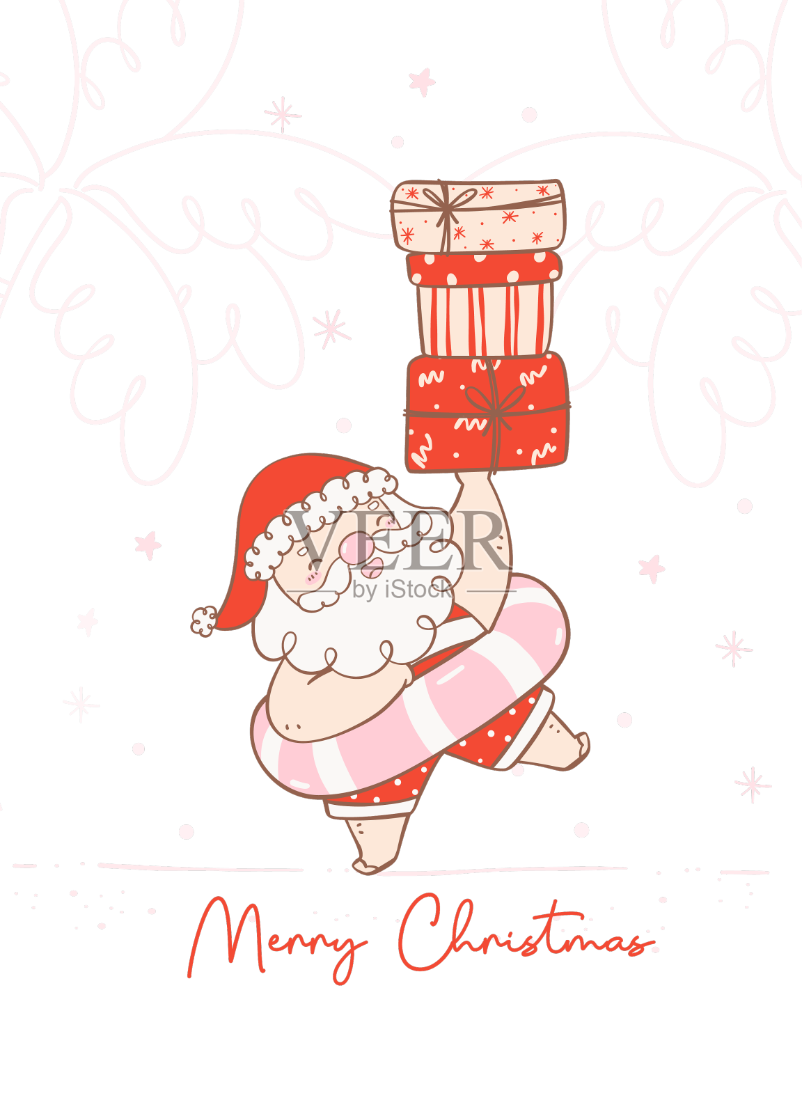 可爱的夏天圣诞老人带礼物设计元素图片