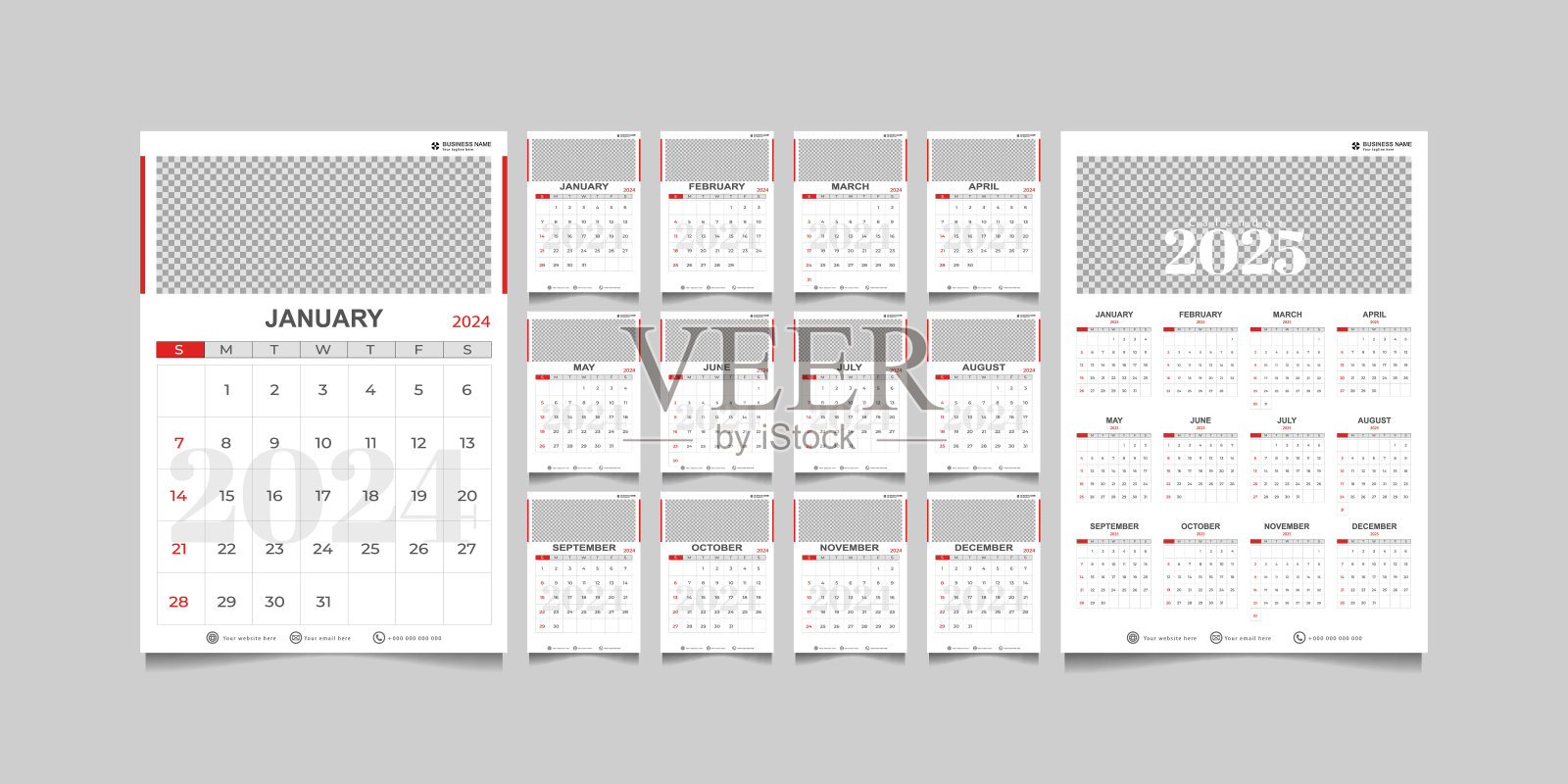 日历2024和2025模板插画图片素材